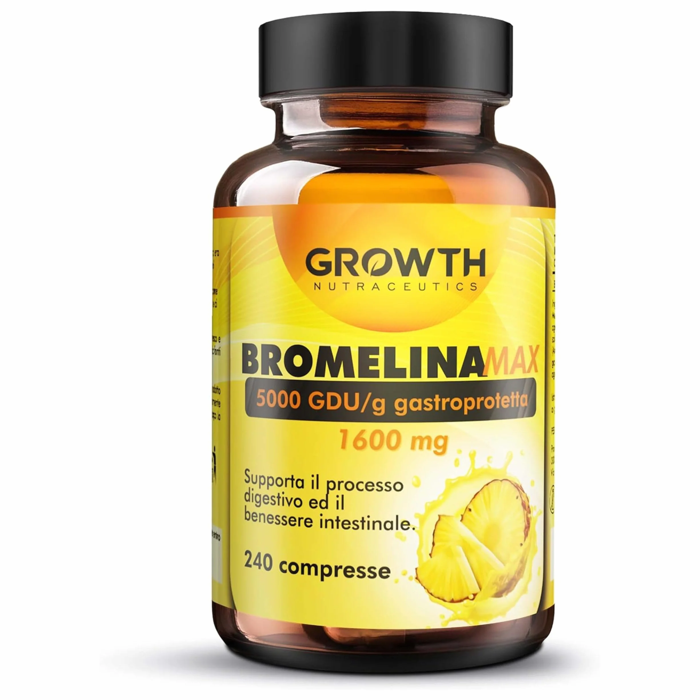 Bromelina 5000 GDU/g 240 Compresse Integratore di Bromelina da Ananas - Supporto Drenaggio Liquidi e Benessere Digestivo