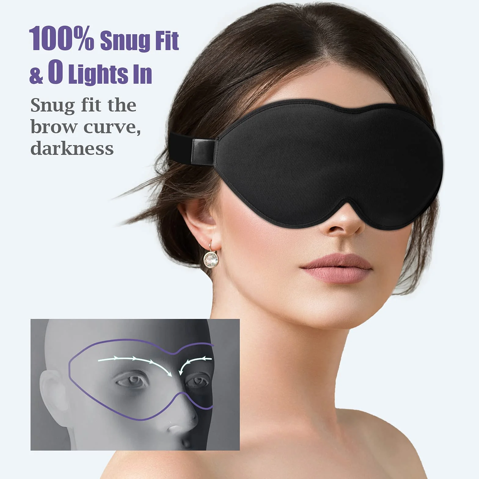 Mascherina Occhi per Dormire Migliorata per Donna Uomo, a forma di ciotola sagomata onaEz 3D, Design interno del naso 3D,100% Bloccare la Luci, per Viaggio