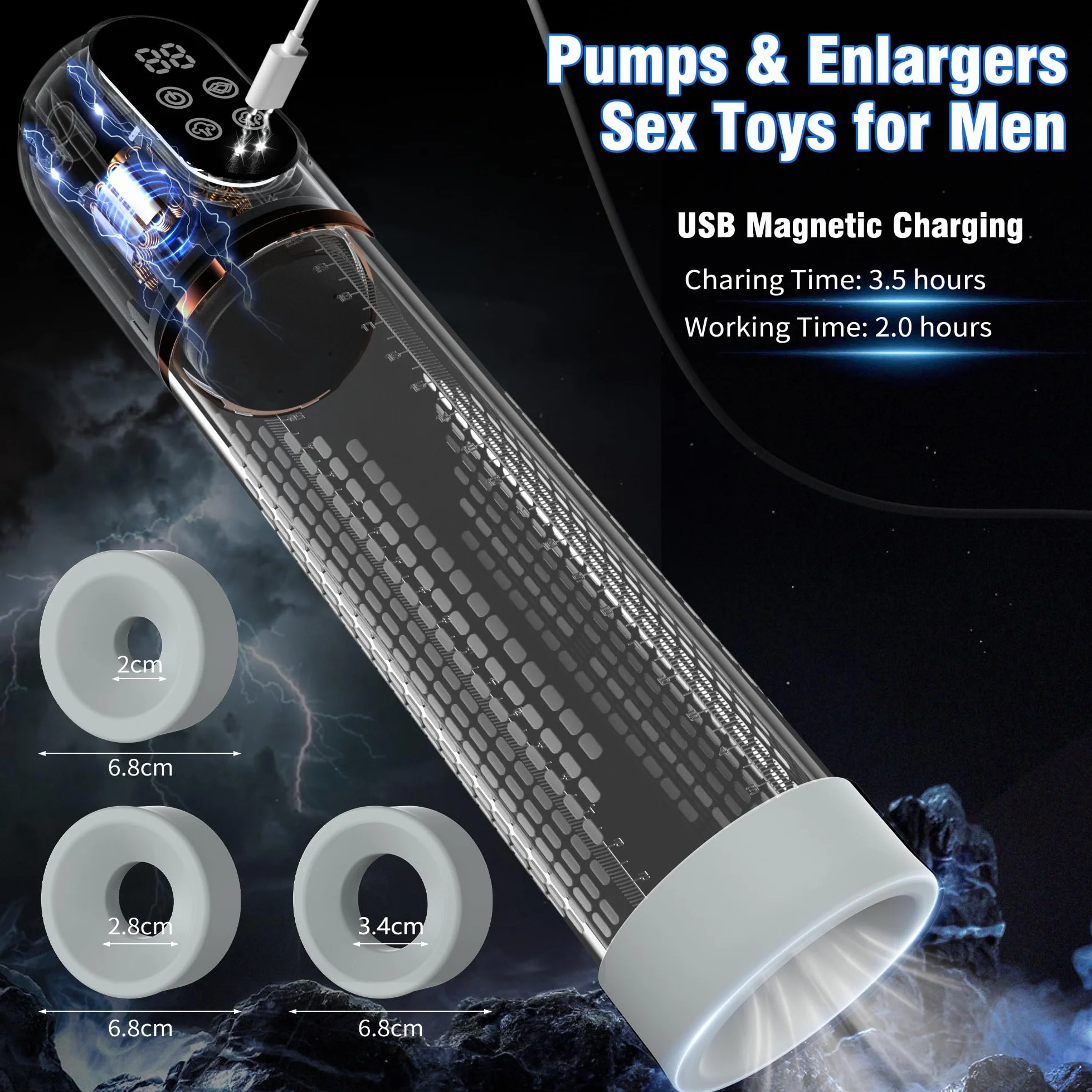 HIVEFUN Masturbatore Uomo Pompa Pene, Masturbtore per Pene con 4 Modalità di Aspirazione e Modalità di Allenamento Automatica Sex Toy Uomo, Nasturbatore Impermeabile IPX7 Sexy Toys Vacuum Device