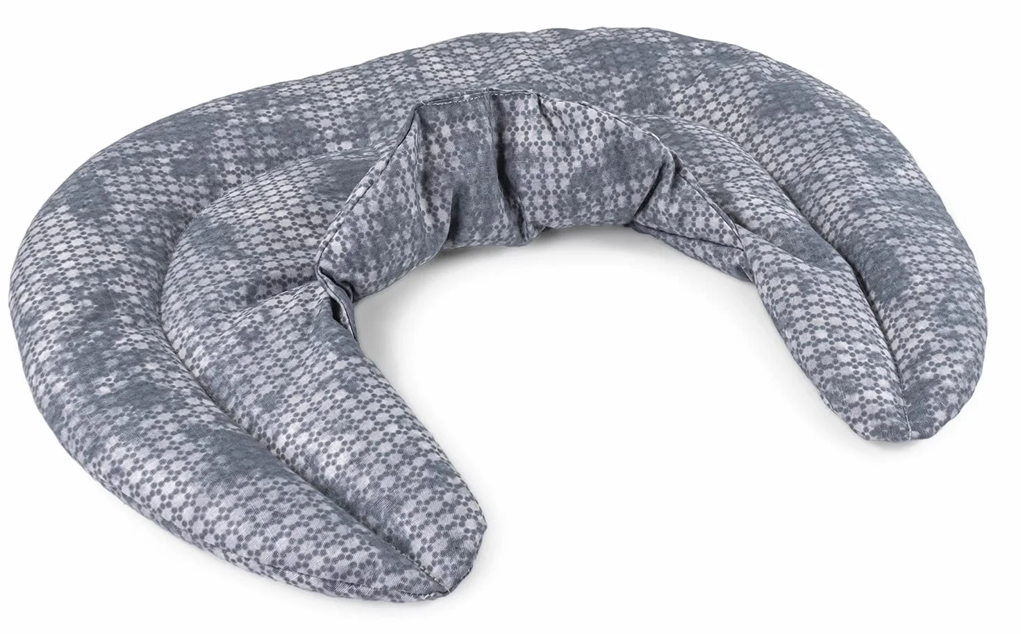 Cuscino del collo con colletto alto, used look grigio blu. Cuscino con semi di farro, terapia calda e fredda per la nuca e la spalla