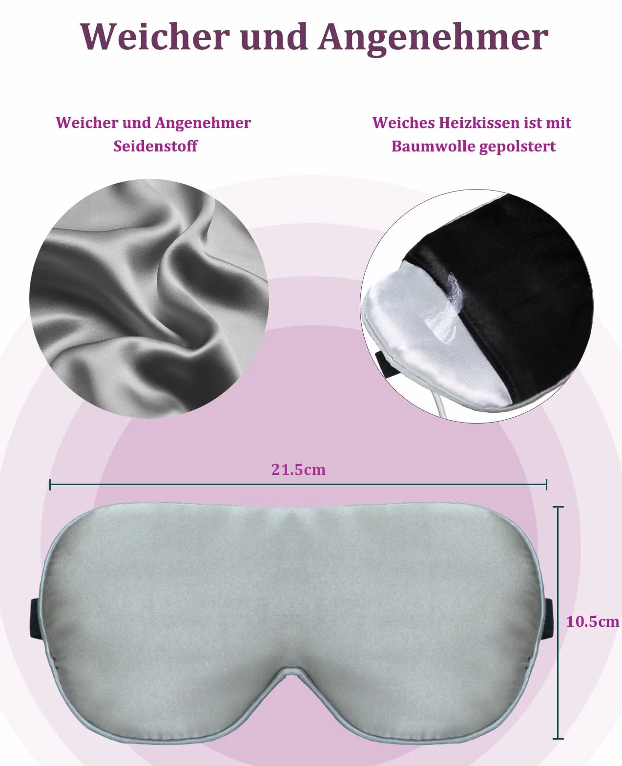 Maschera per gli occhi in seta riscaldata - Comprime calde per occhi gonfi, occhi secchi, blefarite, affaticamento, stili e MGD (grigio)