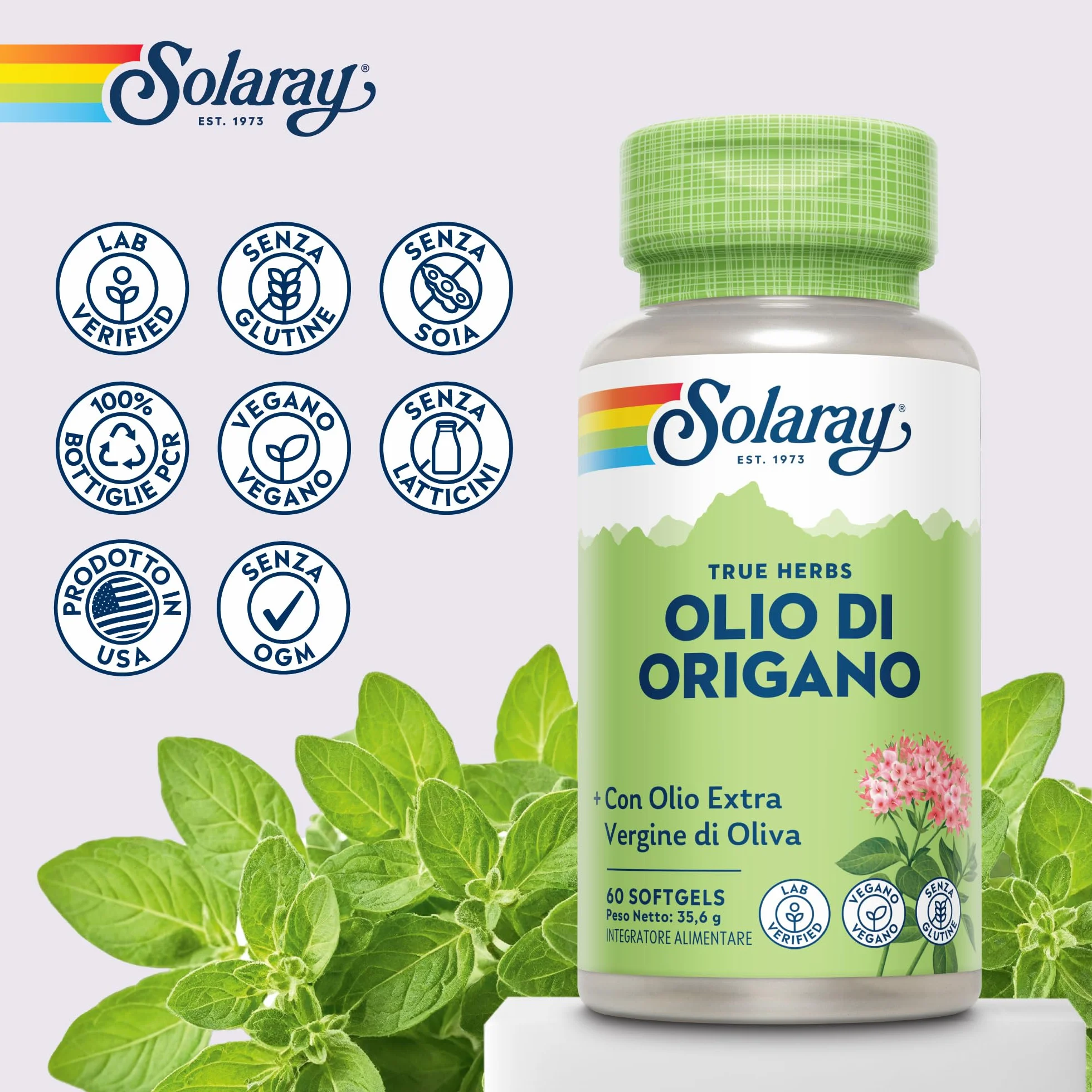 Solaray Olio di Origano 150mg 60 Capsule Softgel Vegane con Olio Extravergine d'Oliva - Fonte Naturale di Carvacrolo, Omega 3 e 6