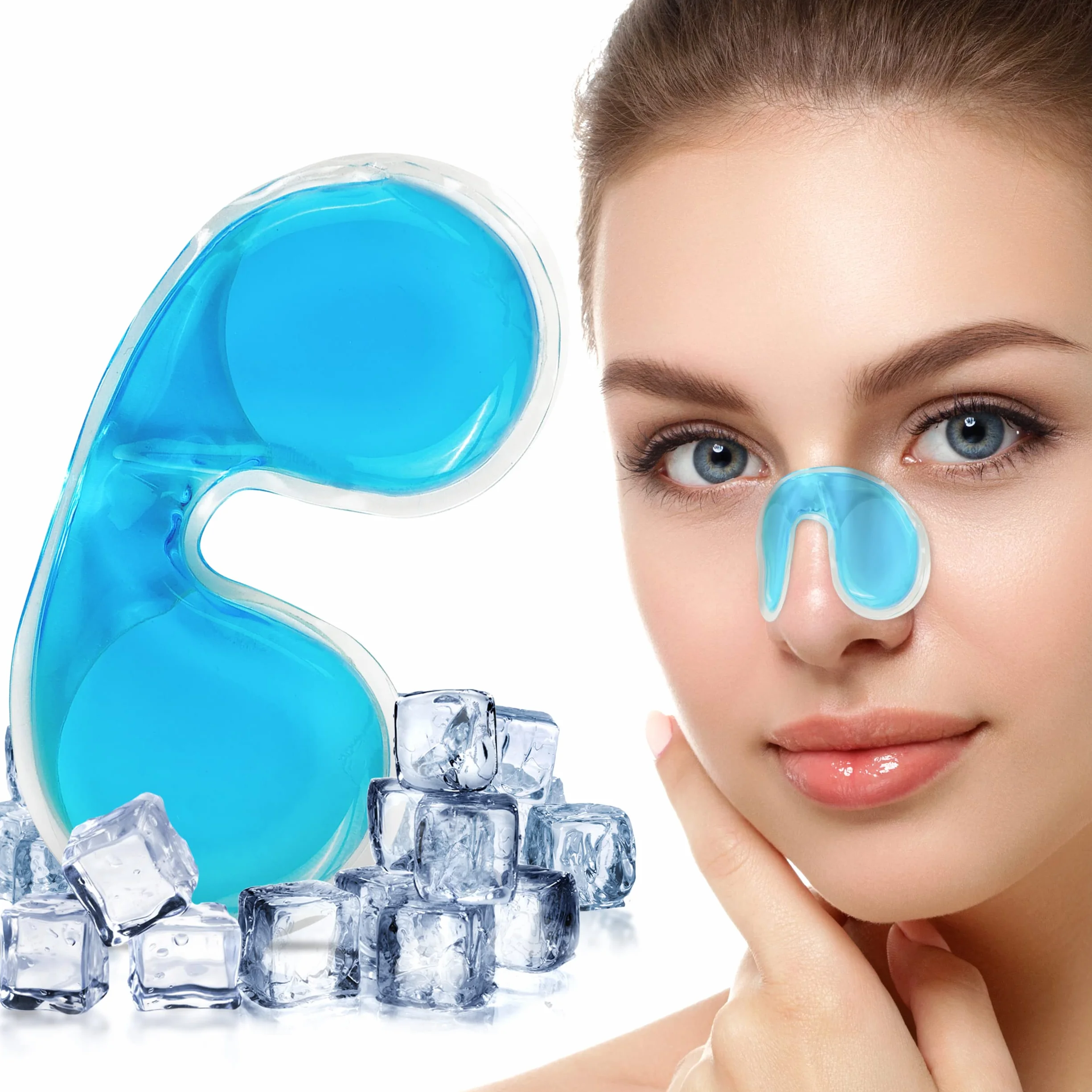 ICEHOF Sanguinamento Nasale - 2 Confezioni Refrigeranti Riutilizzabili Come Emostatico - Raffreddare il Naso Dopo Intervento Chirurgico - Fermare il Sanguinamento Blu