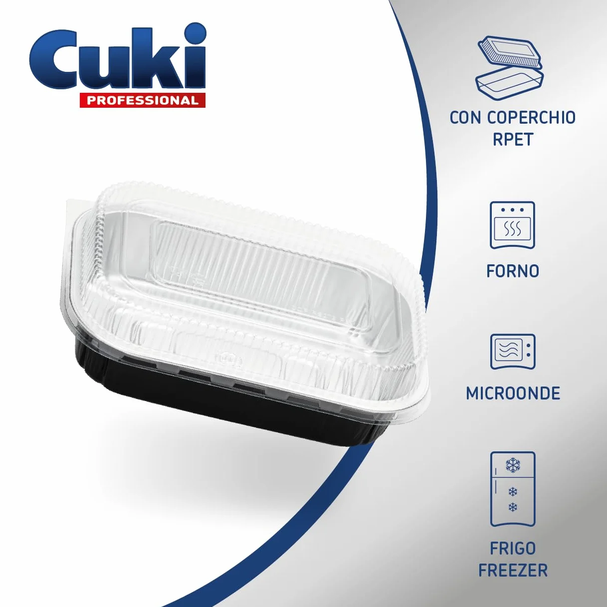 Vaschette alluminio con coperchi ultra-forza 2 porzioni 22x15x4 cm 25 pezzi monouso forno microonde frigo