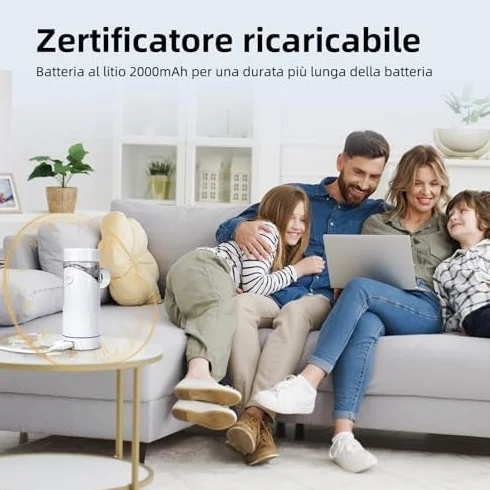 Aerosol Silenzioso, Ricaricabile USB-C Macchina Aerosol per Adulti e Bambini,Con Display Digitale, Aerosol Ultrasuoni Con 2 Maschere e un Boccaglio