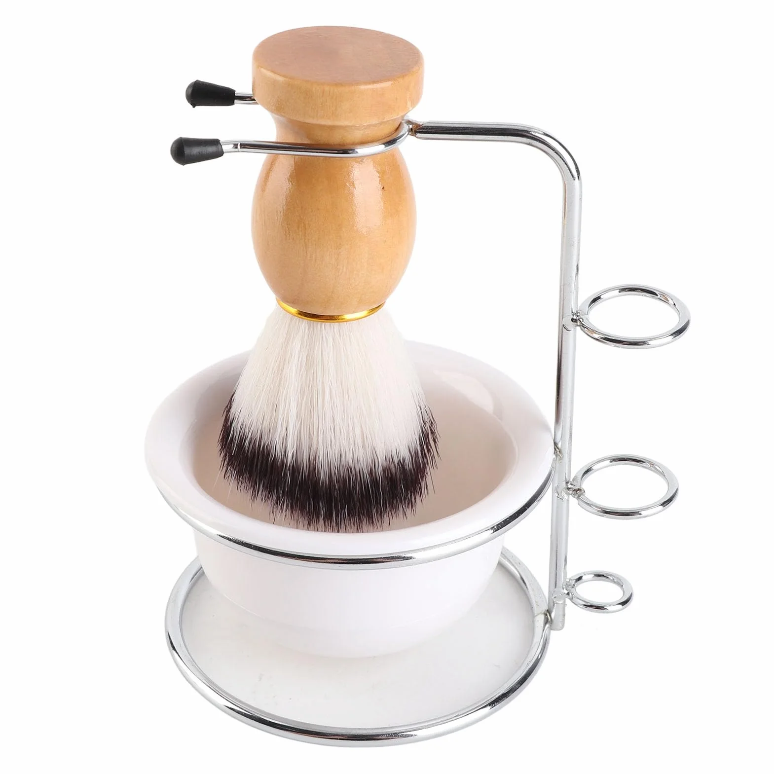 Porta Pennello Barba, Kit Ciotola per Sapone Barba con Design Montabile a Parete per Uomo, Set di Strumenti Portatili per Rasatura Bagnata o Asciutta