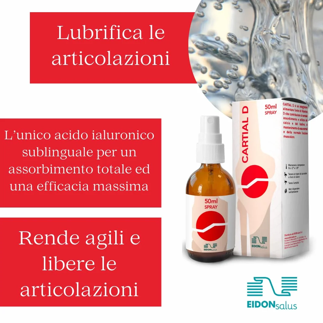 Acido Ialuronico Sublinguale con Vitamina D3 Integratore Liquido 50 ml Articolazioni Mobilità