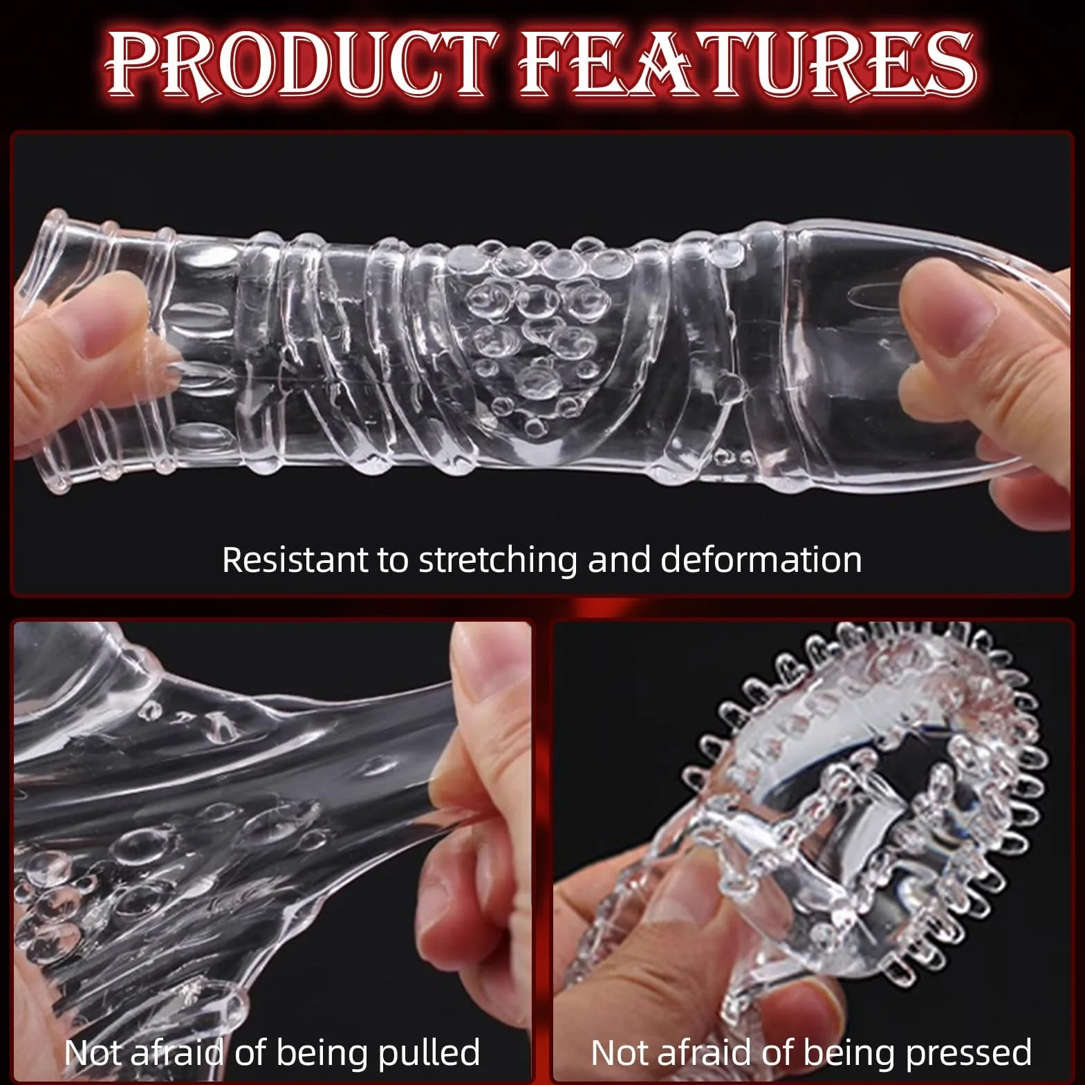 Confezione da 4 guaine per pene Dick Custodie Spesse In Silicone Trasparente, Riutilizzabili, Per Stimolazione Intensiva Del Pene E Miglioramento Dell'Erezione(4Forma)