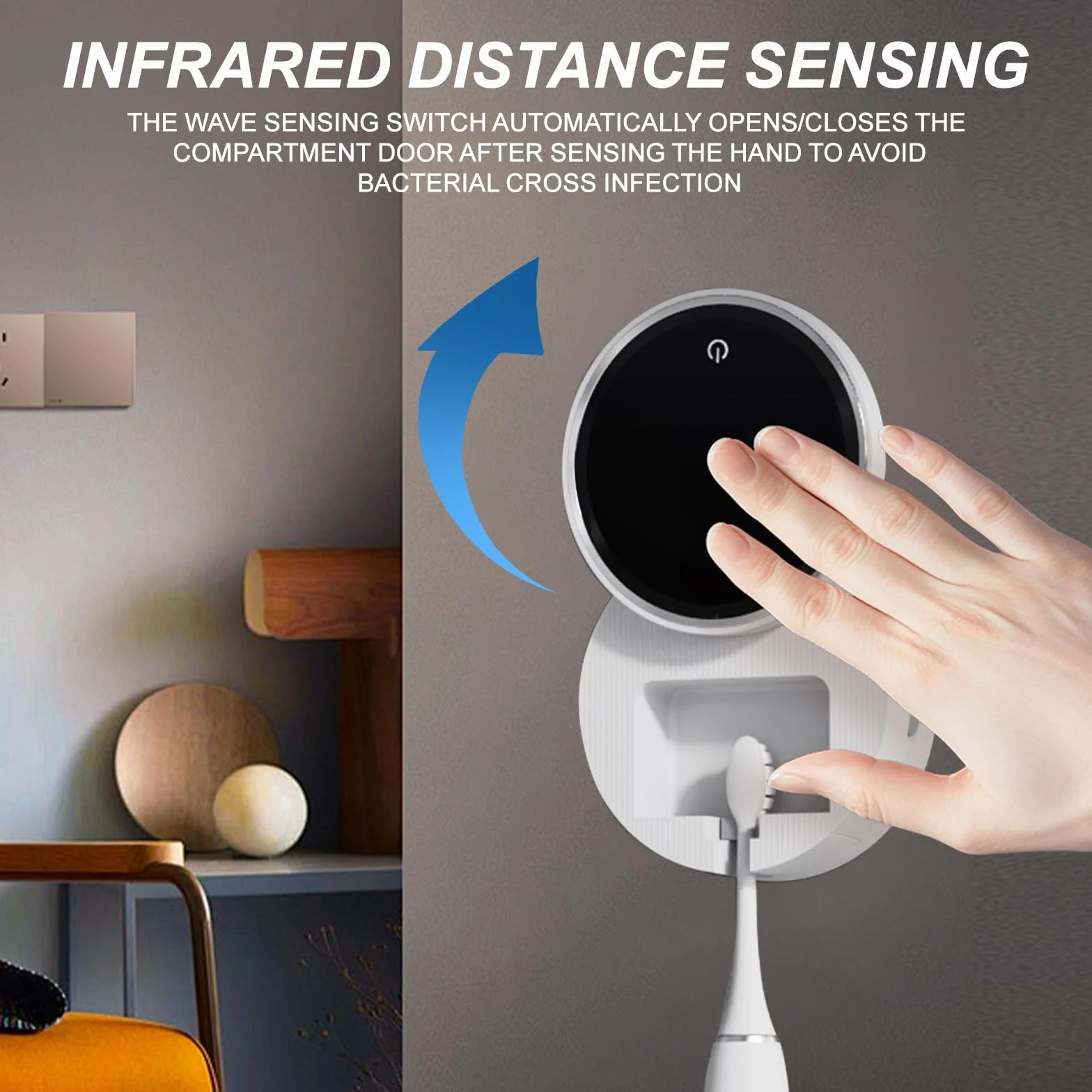Disinfettante per Spazzolini da Denti, Supporto Spazzolini da Denti con Sterilizzatore UV e Asciugatura, Sensore Automatico Porta Spazzolino con Schermo LED, Ricaricabile per Viaggi, Casa
