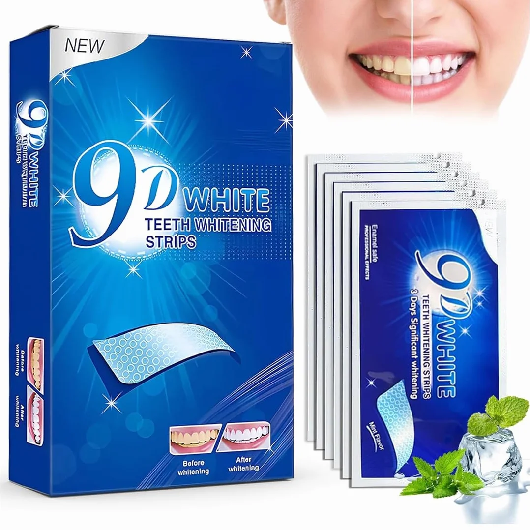 Strisce Sbiancanti Denti Professionale - 28 Strips Whitening per Sbiancamento,strisce sbiancanti denti, Delicate e Rapide, Rimuove le Macchie Profonde-A