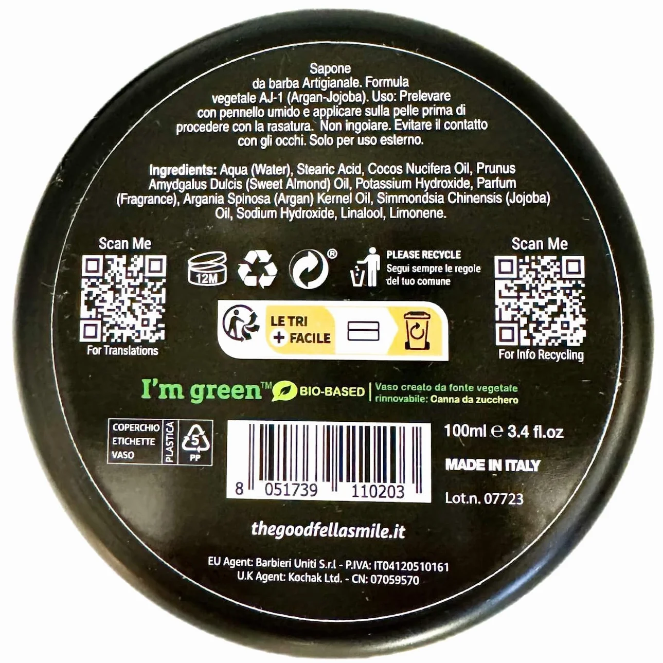 The Goodfellas smile Sapone da barba Sea Citrus Formula AJ-1 100ml