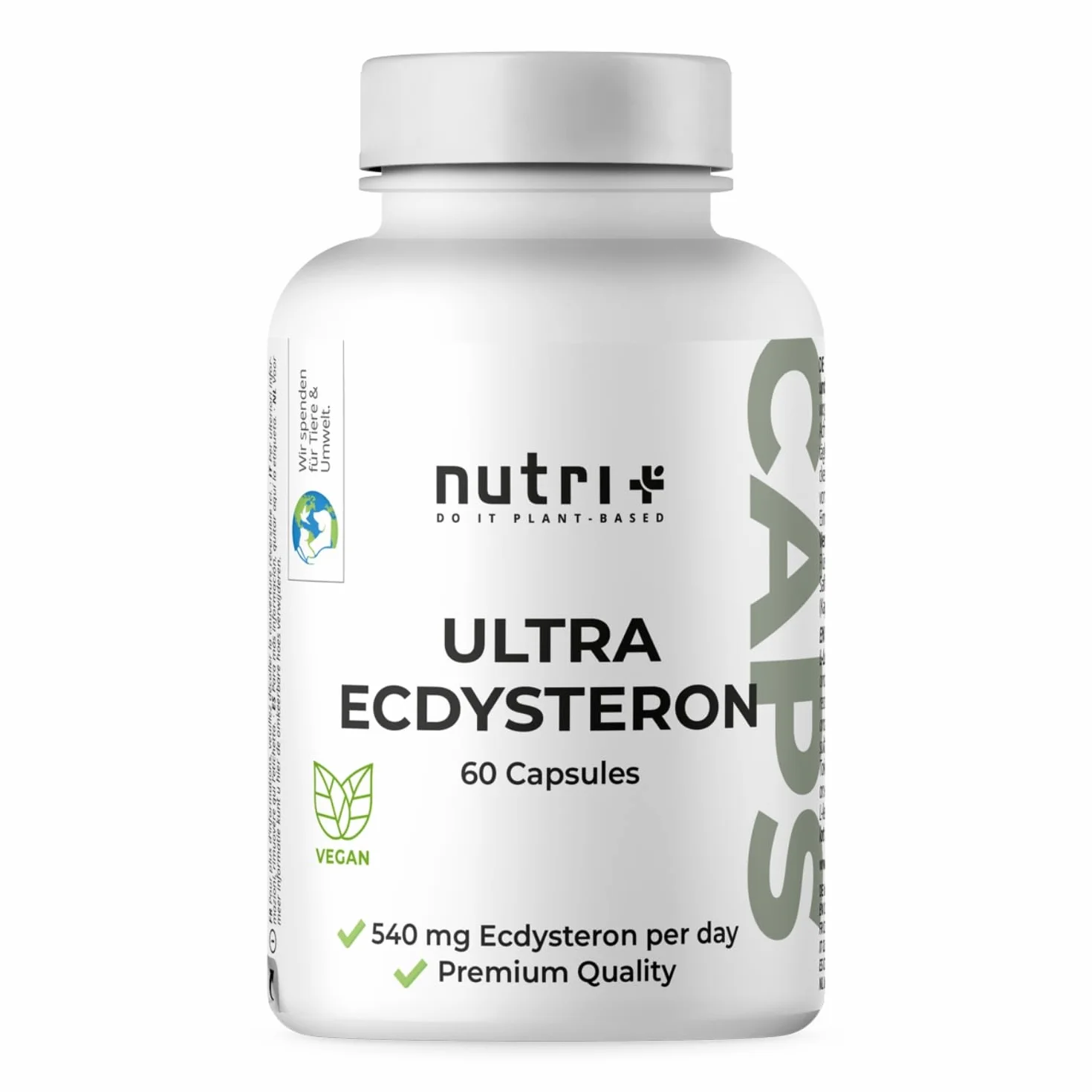 Nutri + Ultra Ecdysterone + Leucina Capsule alto Dosaggio - 790 mg Complesso Principi attivi per Capsula - 540 mg di beta Ecdisterone 90% + 250 mg di L-Leucina in Polvere vegana