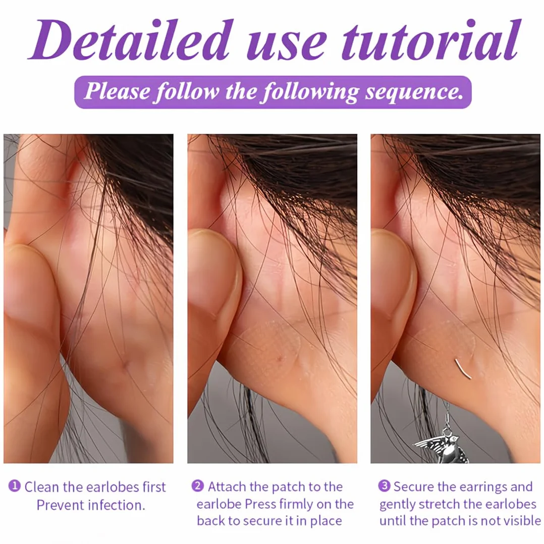 NJCXOLA 300 Pezzi Ear Lobe Support Patches, Alleviare la Pressione Causata Dall'allungamento Dell'orecchio, Cerotti per Orecchie a Sventola, Patch per Uomo Donna Orecchino Resistente