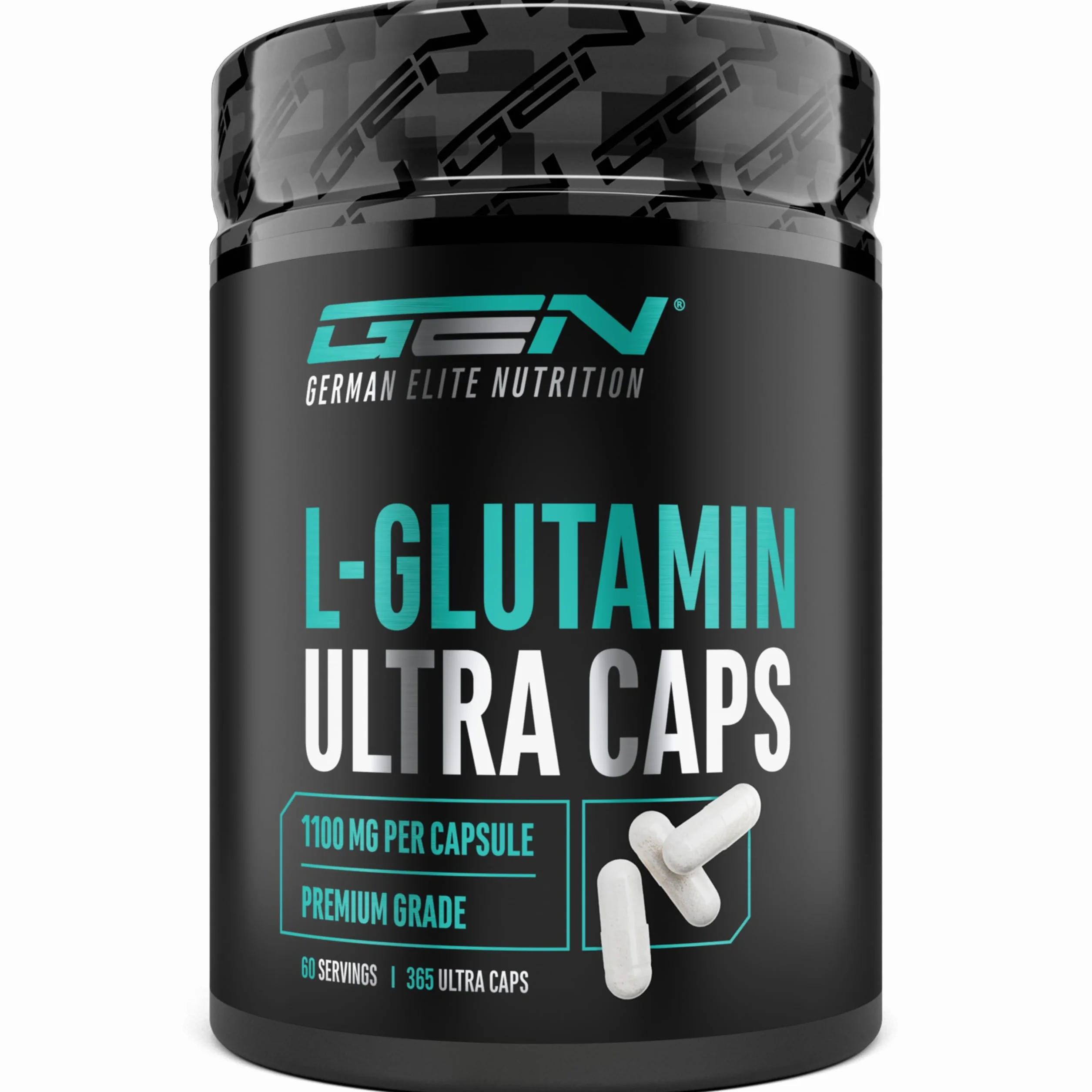 L-glutammina Ultra Caps - 365 capsule da 1100 mg - L-glutammina pura e ultra-fine in qualità premium - Extra ad alto dosaggio