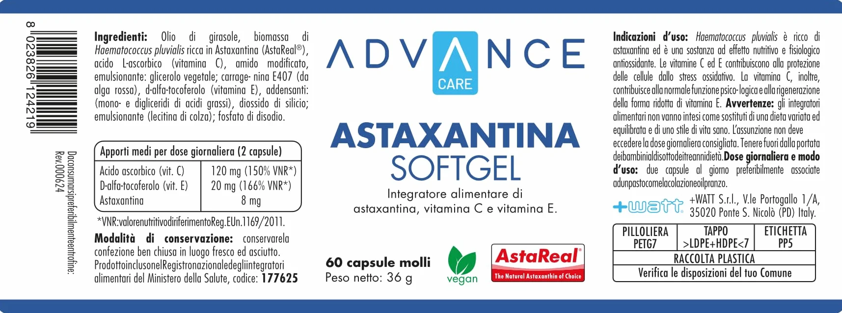 Astaxantina SoftGel Integratore Alimentare Antiossidante 60 Capsule Vegetali con Vitamina C e Vitamina E
