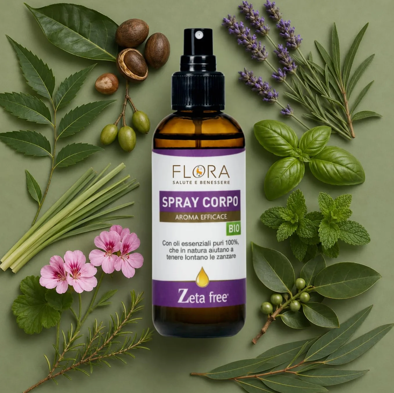 FLORA Spray Corpo BIO-COSMOS 2 x 100 ml Repellente Zanzare
