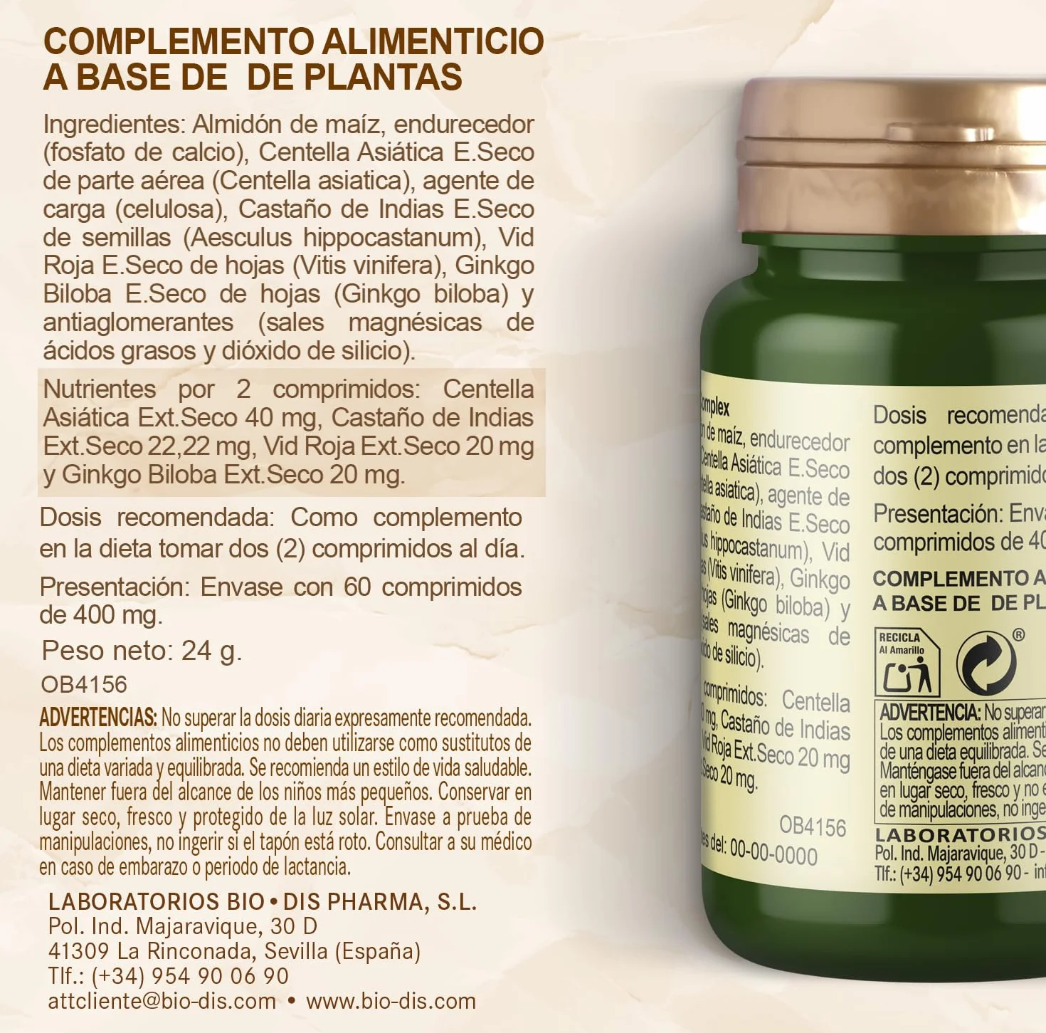 Centella asiatica 400 mg 60 compresse Pack 2 pezzi
