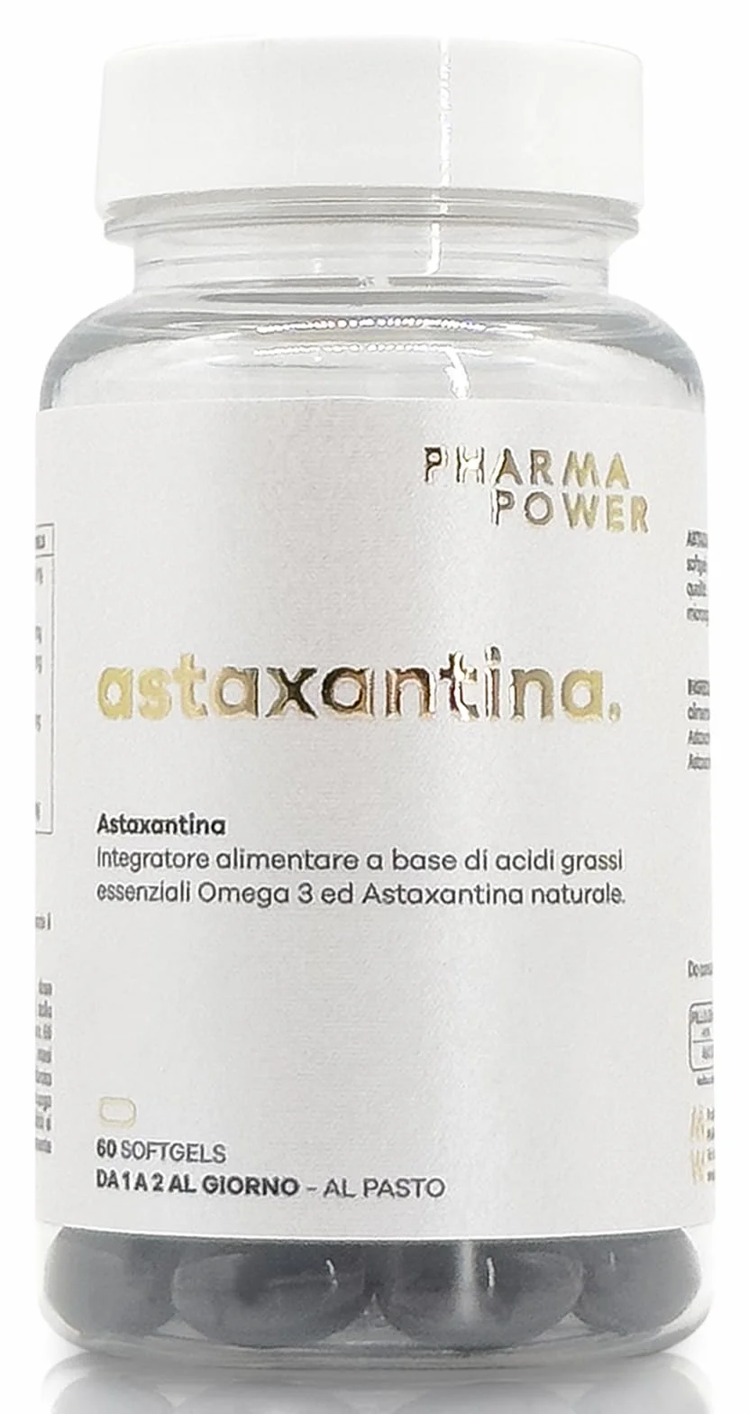PharmaPower Astaxantina 8 mg Integratore Antiossidante Omega 3 60 Softgels