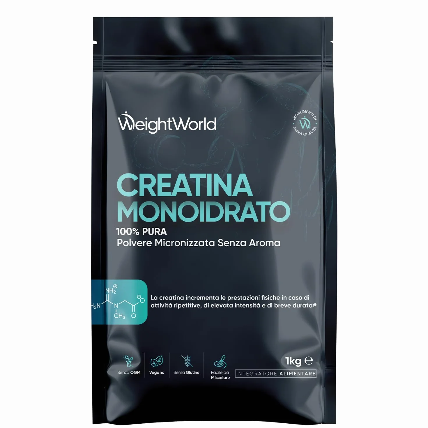 Creatina Monoidrata in Polvere 1kg, 3000mg, 330 Dosi, Micronizzata, Pura Vegana, Senza Glutine