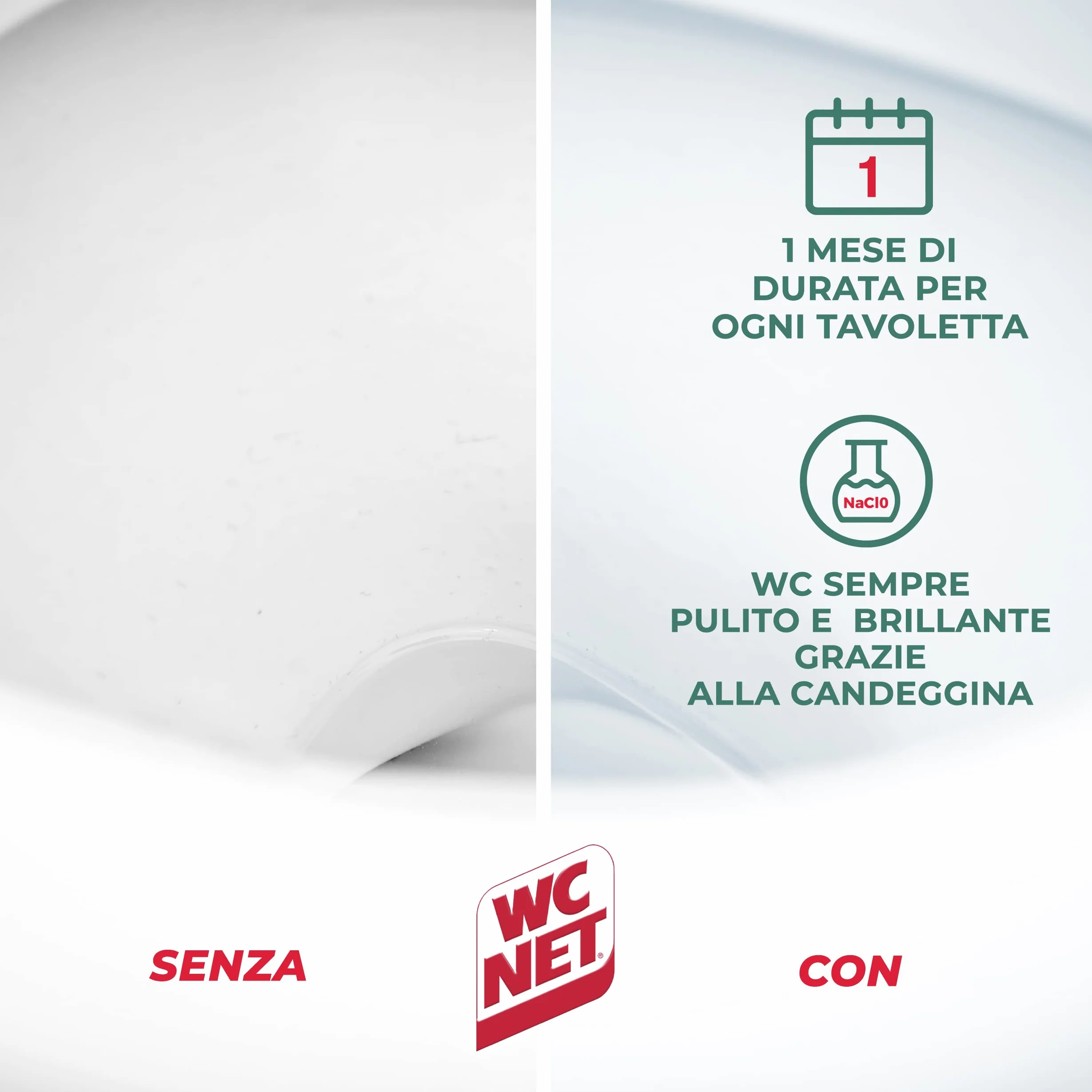 Wc Net Tavoletta Candeggina Profumata Igiene Continua Detergente Igienizzante Solido per WC 2 Pezzi x 12 Confezioni