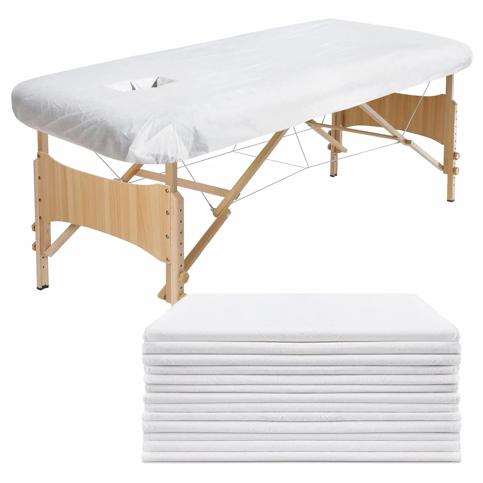 Coprilettino Monouso Impermeabile 110 x 215cm, Lenzuola Usa e Getta con Elastici per Massaggio, Fisioterapia, Tattoo