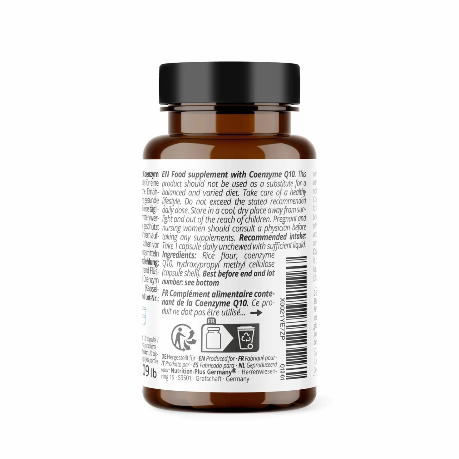 Nutri + Q10 Capsule alto Dosaggio - 120 Pillole 100 mg di Coenzima Q 10 per Capsula - Ubichinone vegano alta Qualità da Fermentazione senza Additivi inutili