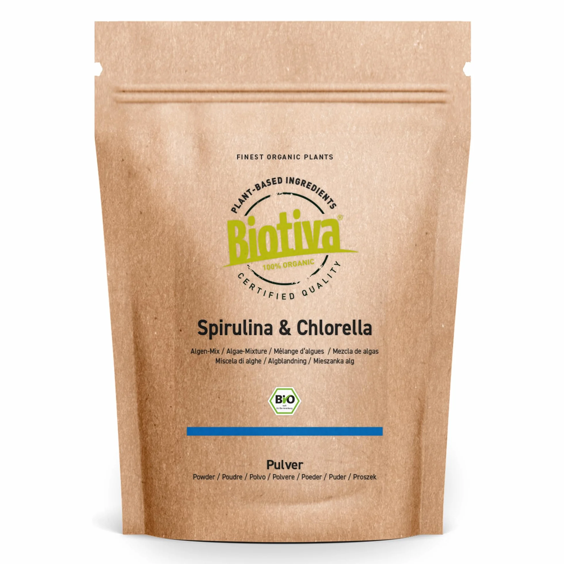 Biotiva Clorella e spirulina in polvere Bio 500g Chlorella vulgaris