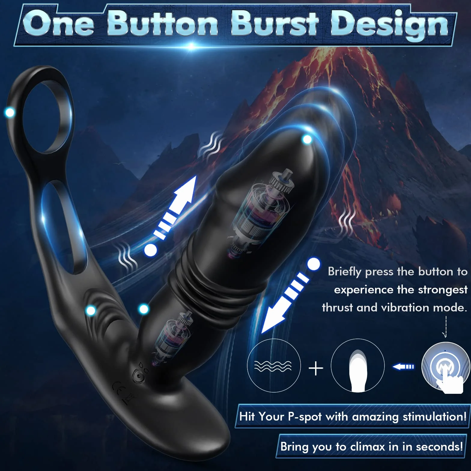 4 IN 1 Vibratore Massaggiatori Prostata con Anelli Pene per Uomo, Thrusting Sex Toys per Stimolare il Testicolo e Anali, Vibratori Penis Ring con 12+3 Modos, Morbido ed Elastico, Durevole (GF-003)