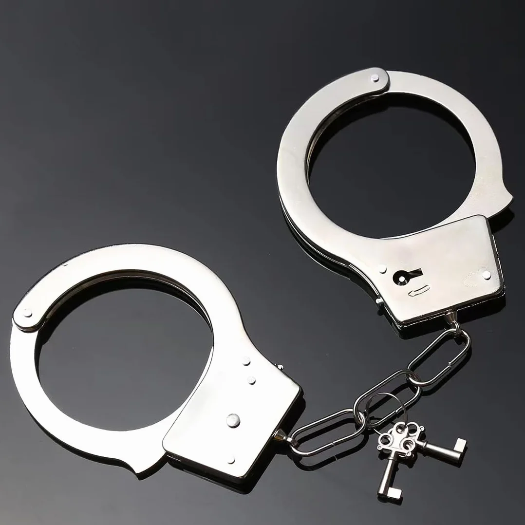 EIHI 2 pièces Manette in Metallo con Chiavi Manette Polizia Vero Manette Giocattoli Gioco per Bambini Giocattolo della Polizia Giocattolo Accessori Ruolo Vestito Operato Palla Puntello