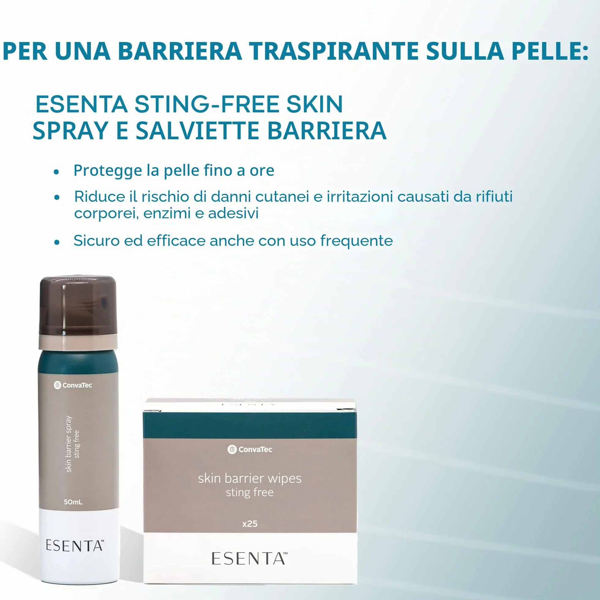ConvaTec ESENTA barriera cutanea per la protezione di atomi e ferite, a base di silicone, senza punture e alcool, flacone spray da 50 ml (1 pezzo)