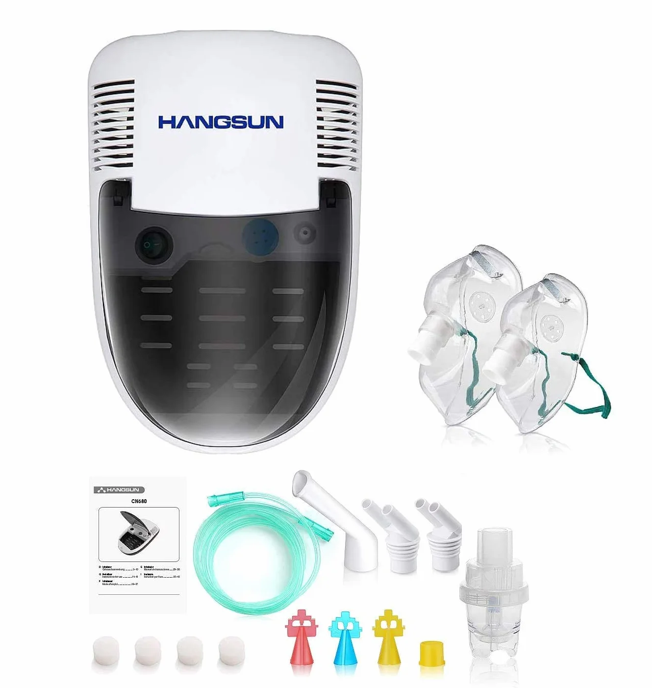 Hangsun Aerosol a Pistone Inalatore Nebulizzatore Silenzioso Portatile per Adulti e Bambini, con accessori per adulti e bambini