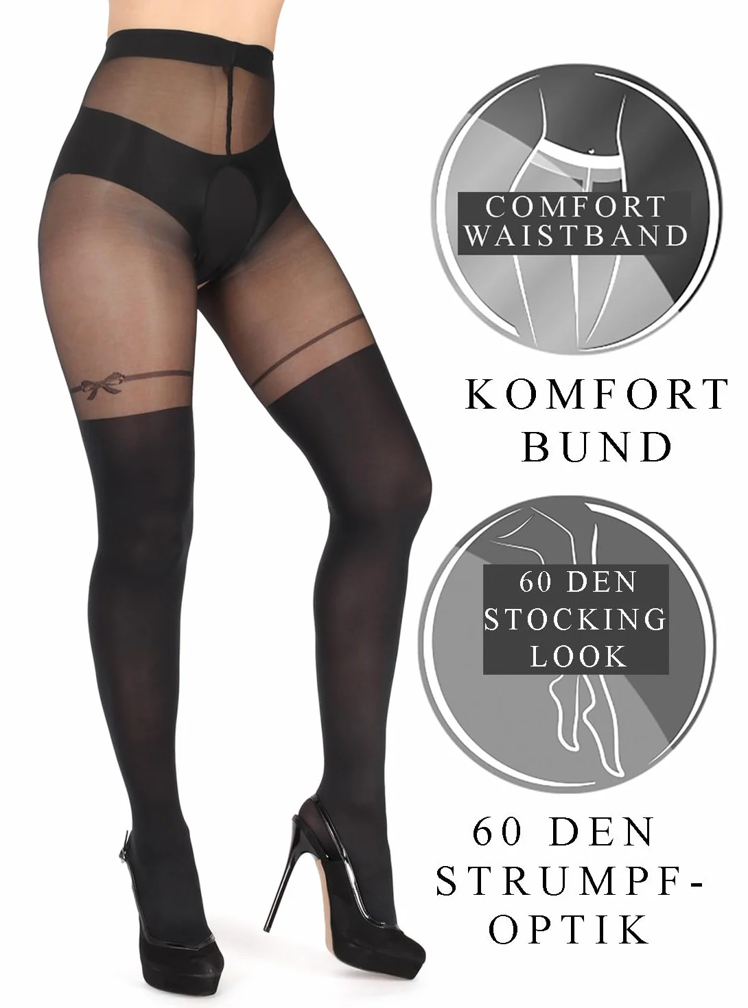 Collant Sexy Ouvert sopra il ginocchio con cavallo aperto Cutout