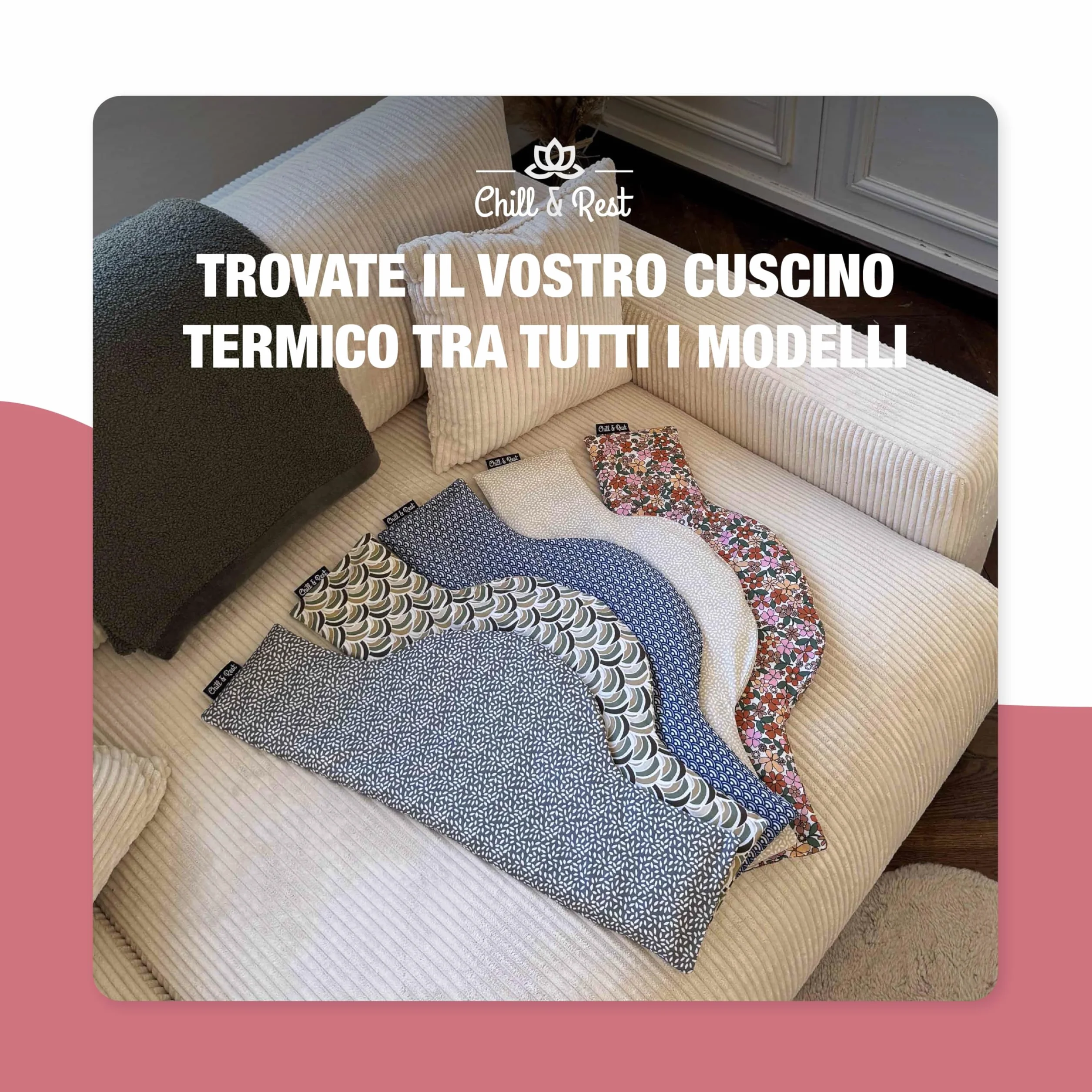 Chill&Rest - Cuscino termico microonde - semi di lino - cuscino termico cervicale - dolori mestruali - Prodotto in Francia - cuscino riscaldabile microonde - Rosa - La Florale