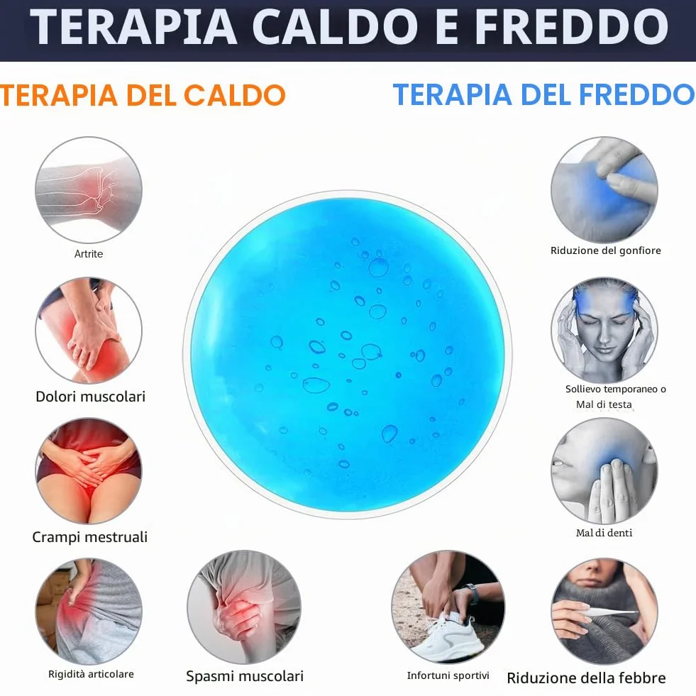 AOOWU Ghiaccio Gel Riutilizzabile, 6 PCS Impacchi Gel Riutilizzabili Fredde e Calde, Set di Cuscinetti Refrigeranti per Lesioni, Sollievo Dal Dolore, Punture di Insetti, Terapie Caldo/Freddo