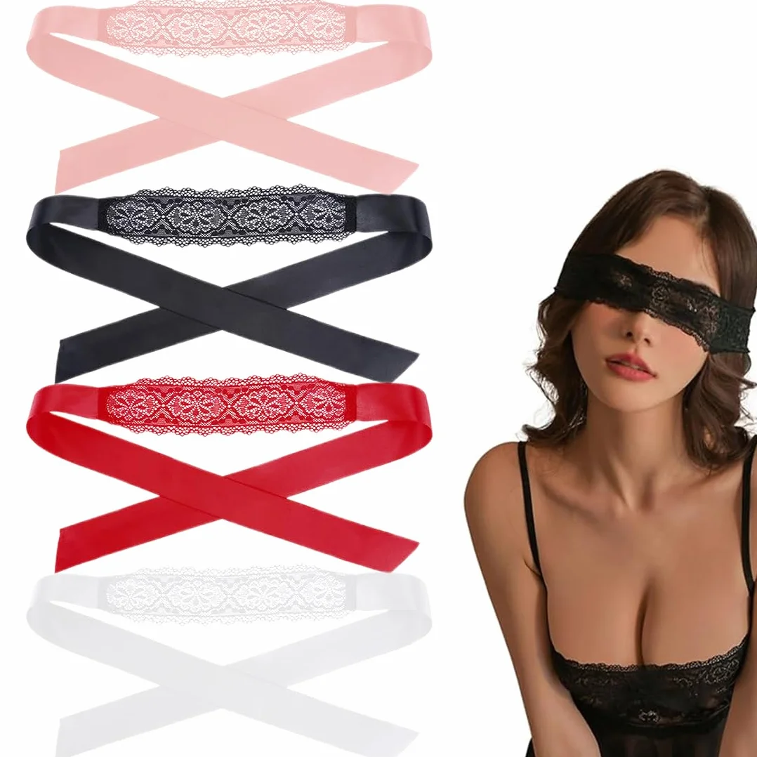 Mascherine per Occhi 4 Pezzi Maschera Dormire Morbide Pizzo Coppie