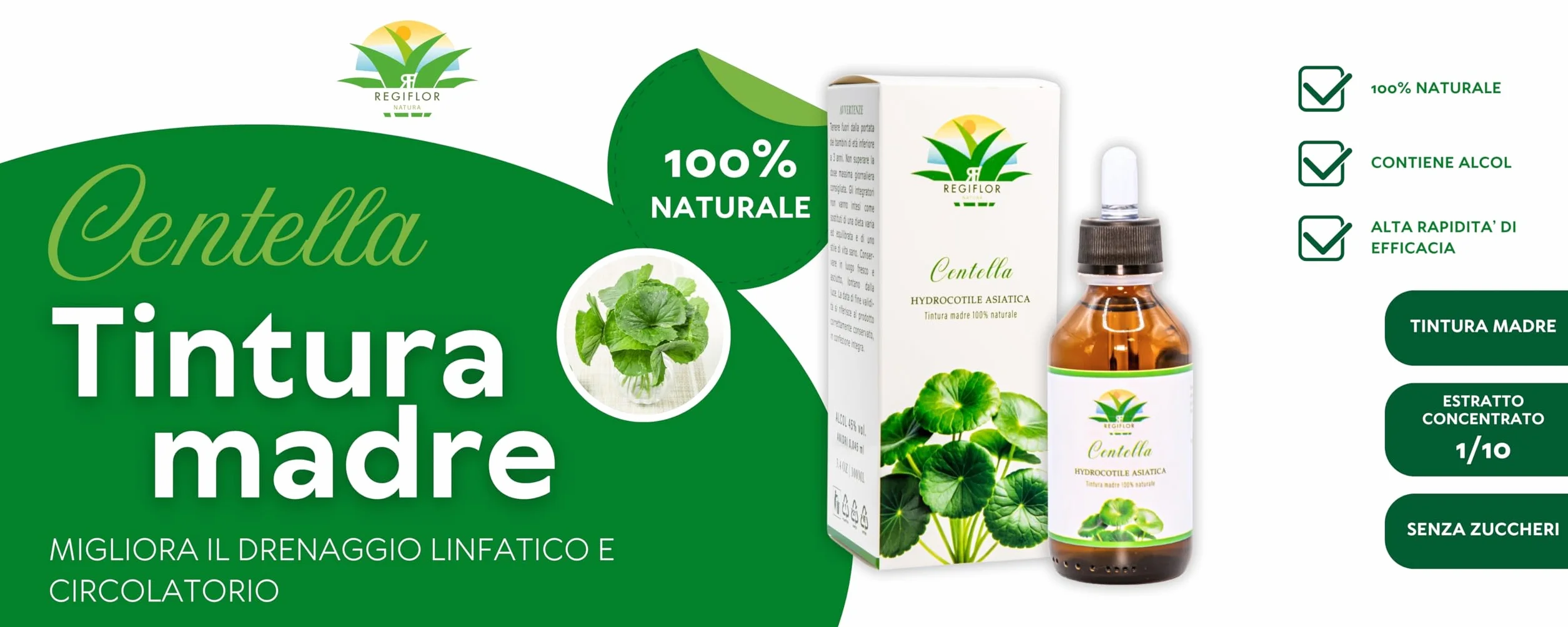 Tintura Madre di Centella Asiatica 100% Naturale 100ml con Contagocce Integratore Alimentare