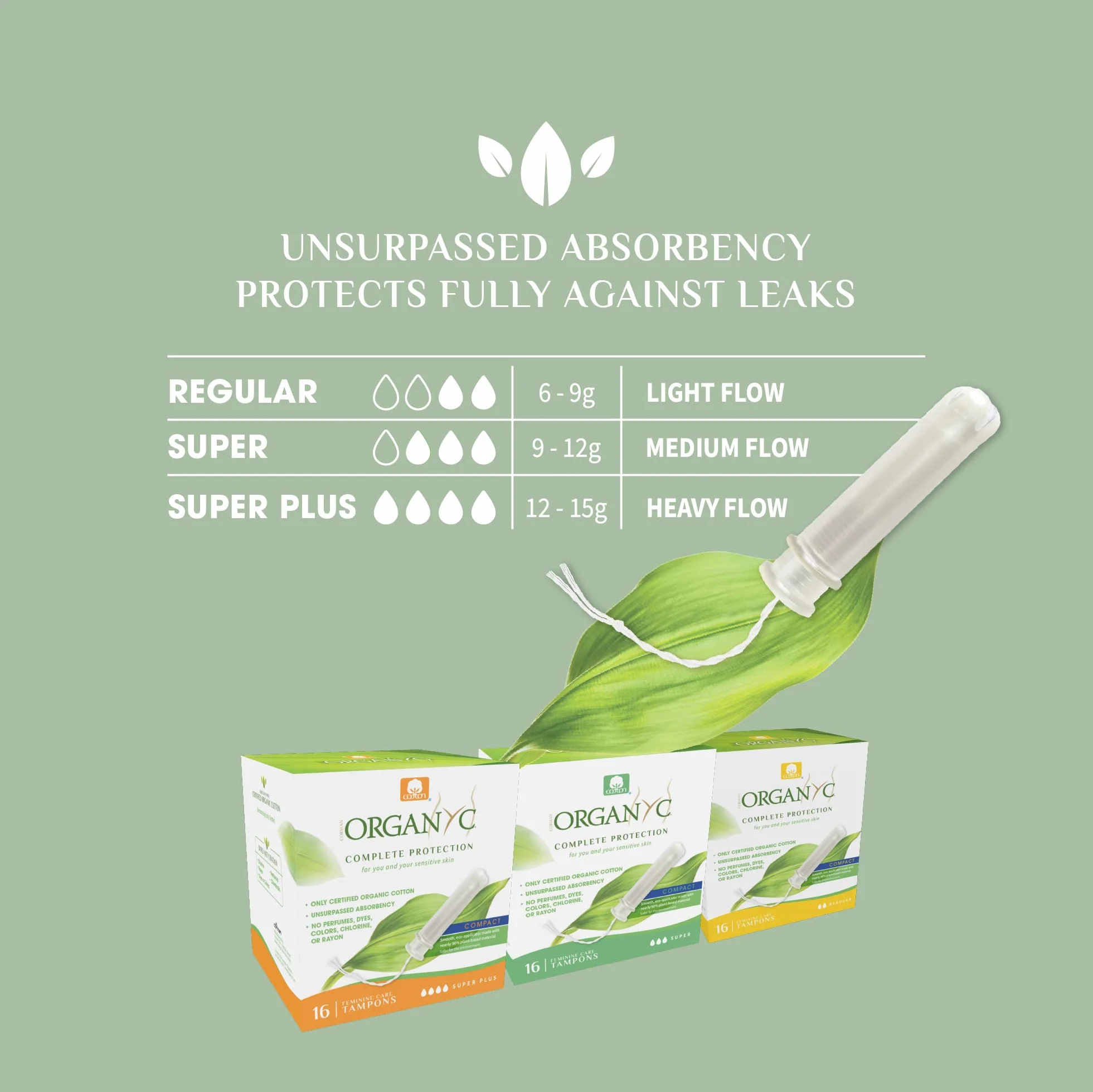 Organyc Tamponi Cotone Biologico Certificato Super Plus Flusso Molto Abbondante Ipoallergenici 16 Pezzi