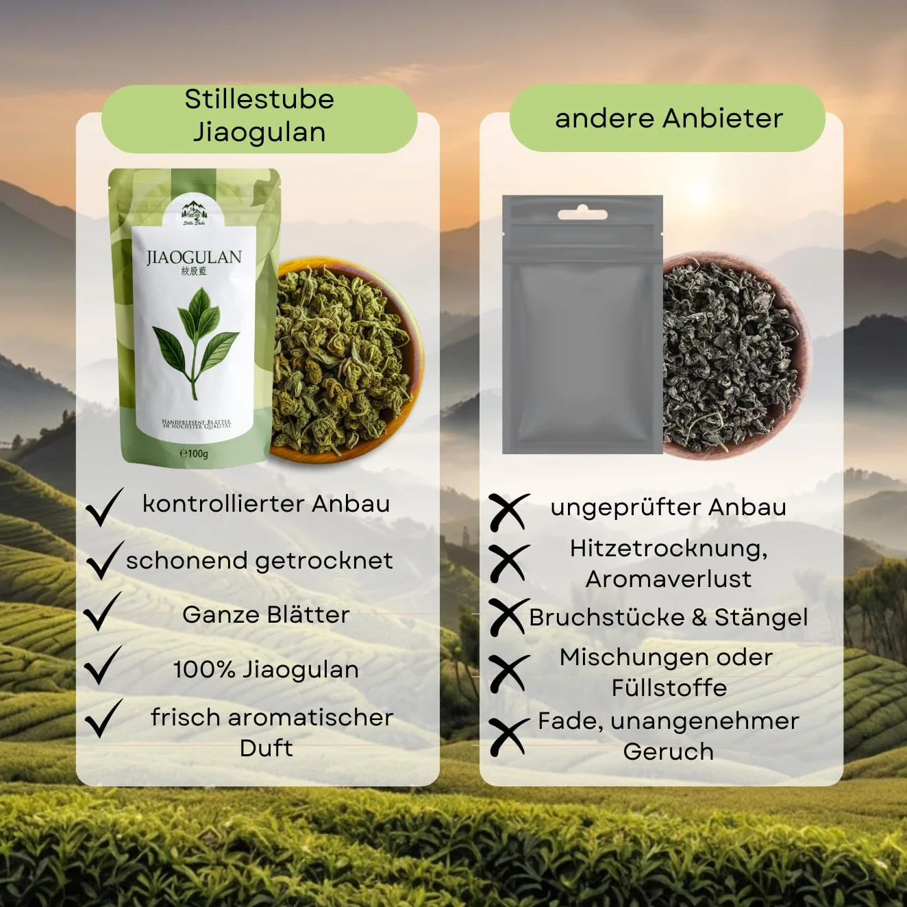 JIAOGULAN, 100 g, foglie senza steli, naturale e non trattata, qualità premium