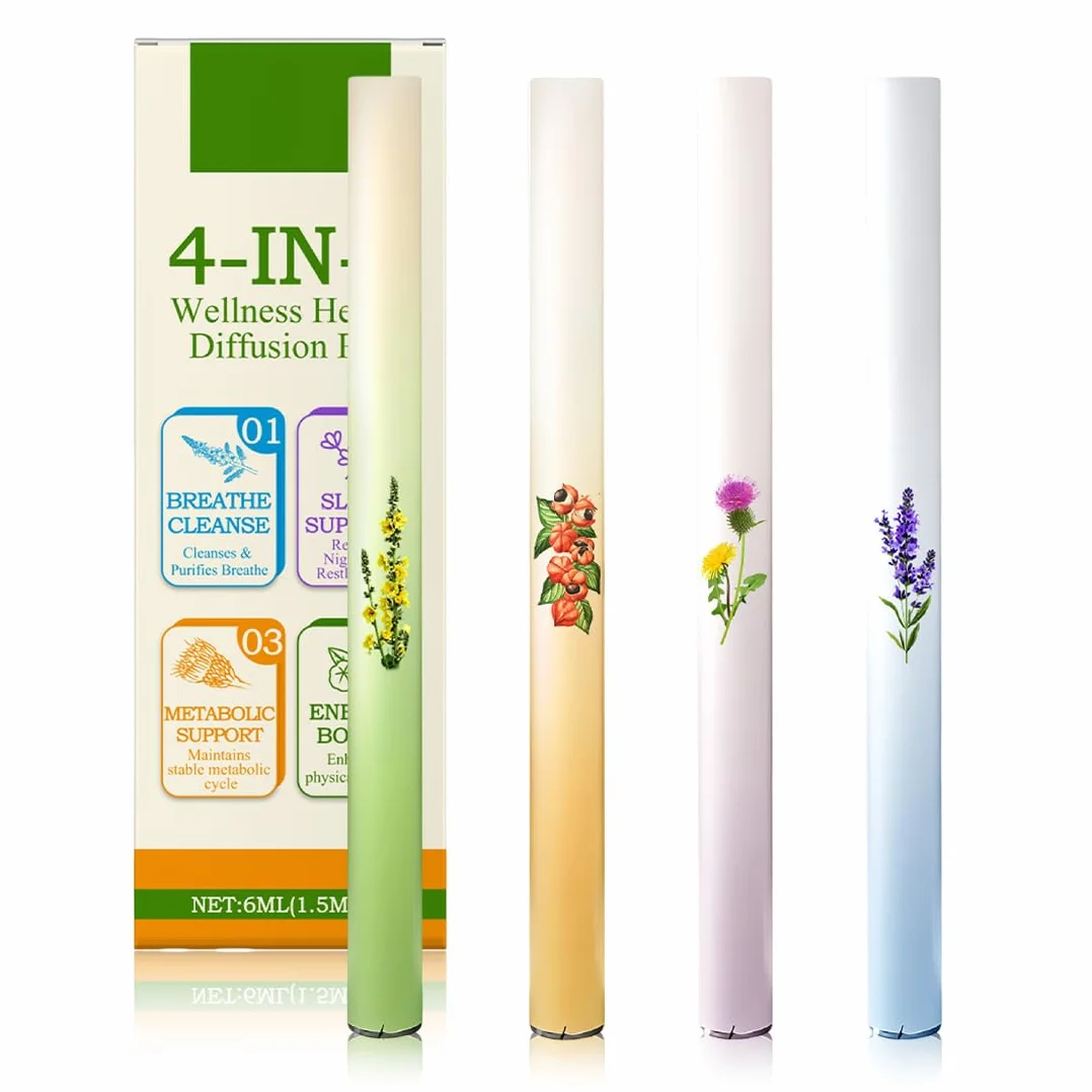 Set Da 4 Pezzi Diffusore Di Erbe, Herbal Diffuser, Herbal Diffuser Smoke, Herbal Diffuser Pen, Con Estratti Di Verbasco, Portatile, Per Il Benessere Respiratorio