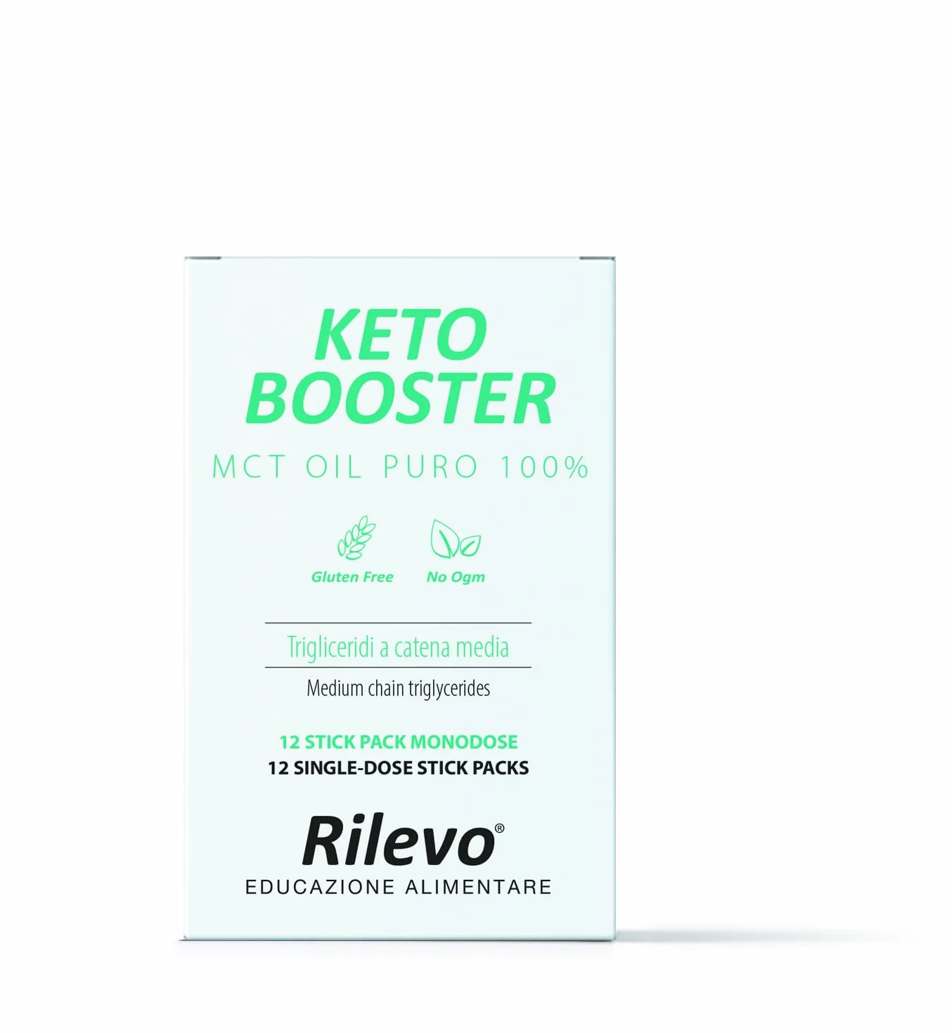 MCT Oil Puro 100% 12 Stick Pack Monodose 5 ml Trigliceridi a Catena Media Senza Glutine