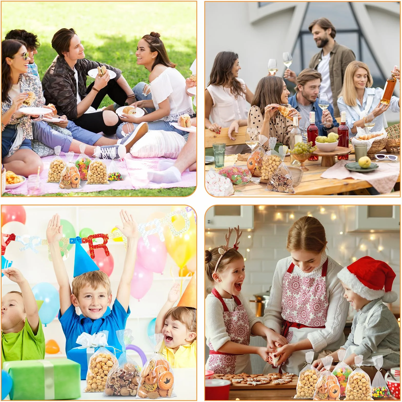 Cozary 200 Pezzi Sacchetti Trasparenti con Lacci, 15 x 10 cm Piccoli Sacchetti Cellophane Pellicola Bustine Alimenti, Sacchetti Caramelle Biscotti OPP Sac Regalo per Feste Compleanno dei Bambini