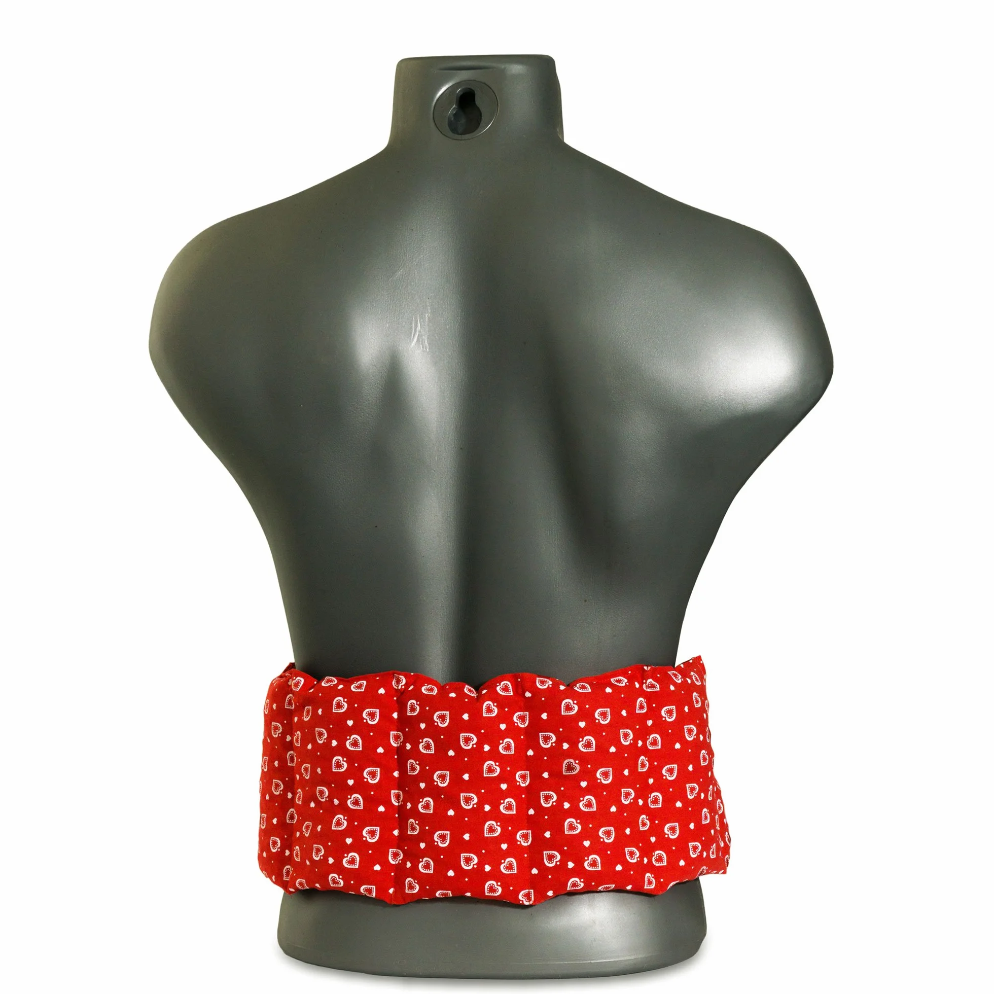 Cuscino termico con noccioli di ciliegia (65x15cm, cuore rosso, 7 compartimenti con banda da legare) Cuscino riscaldabile per la schiena, lombare, stomaco e molto altro