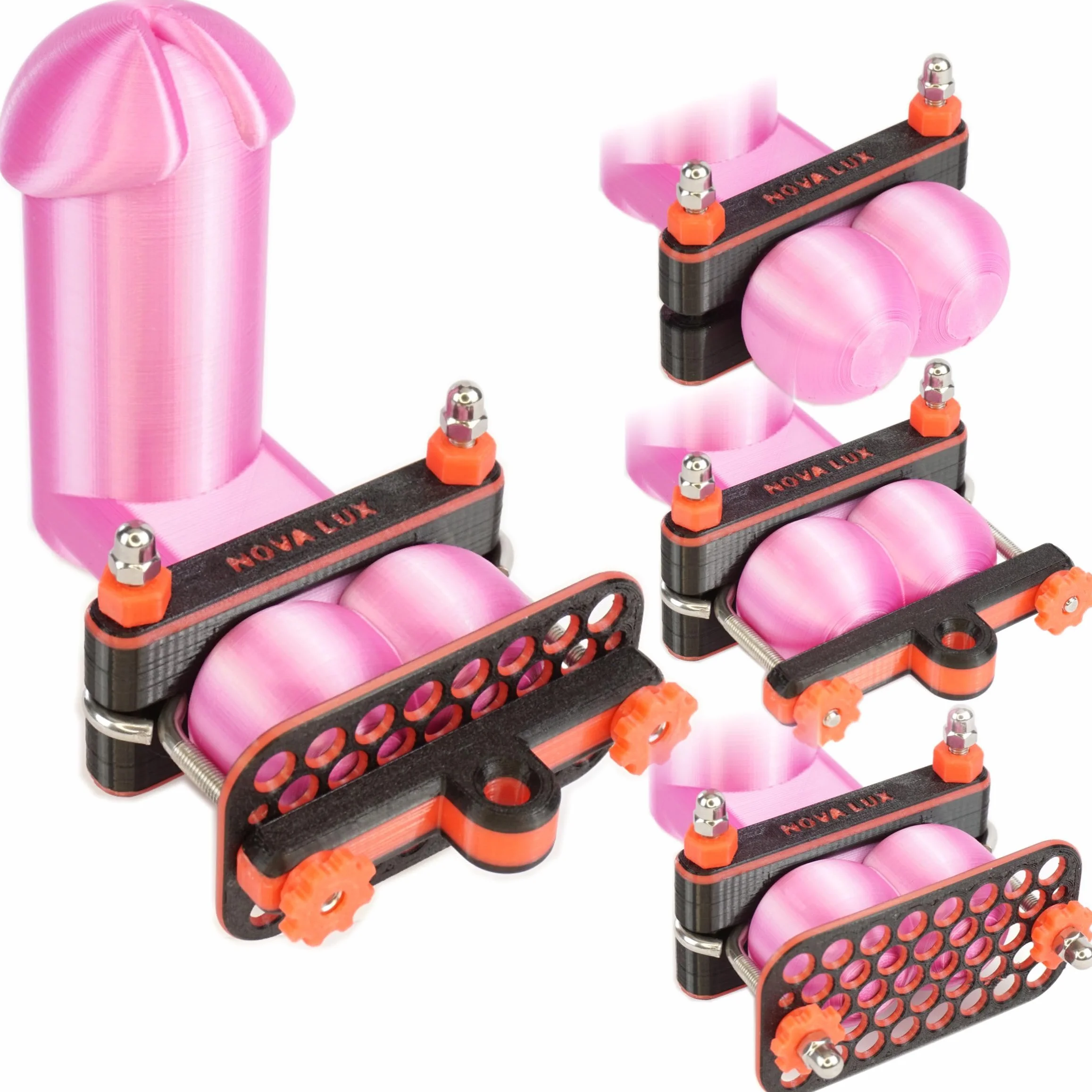Nova Lux Dispositivo CBT BDSM HANG-SQUEEZE do testicoli – Set rosso e nero – Giocattolo erotico per uomo