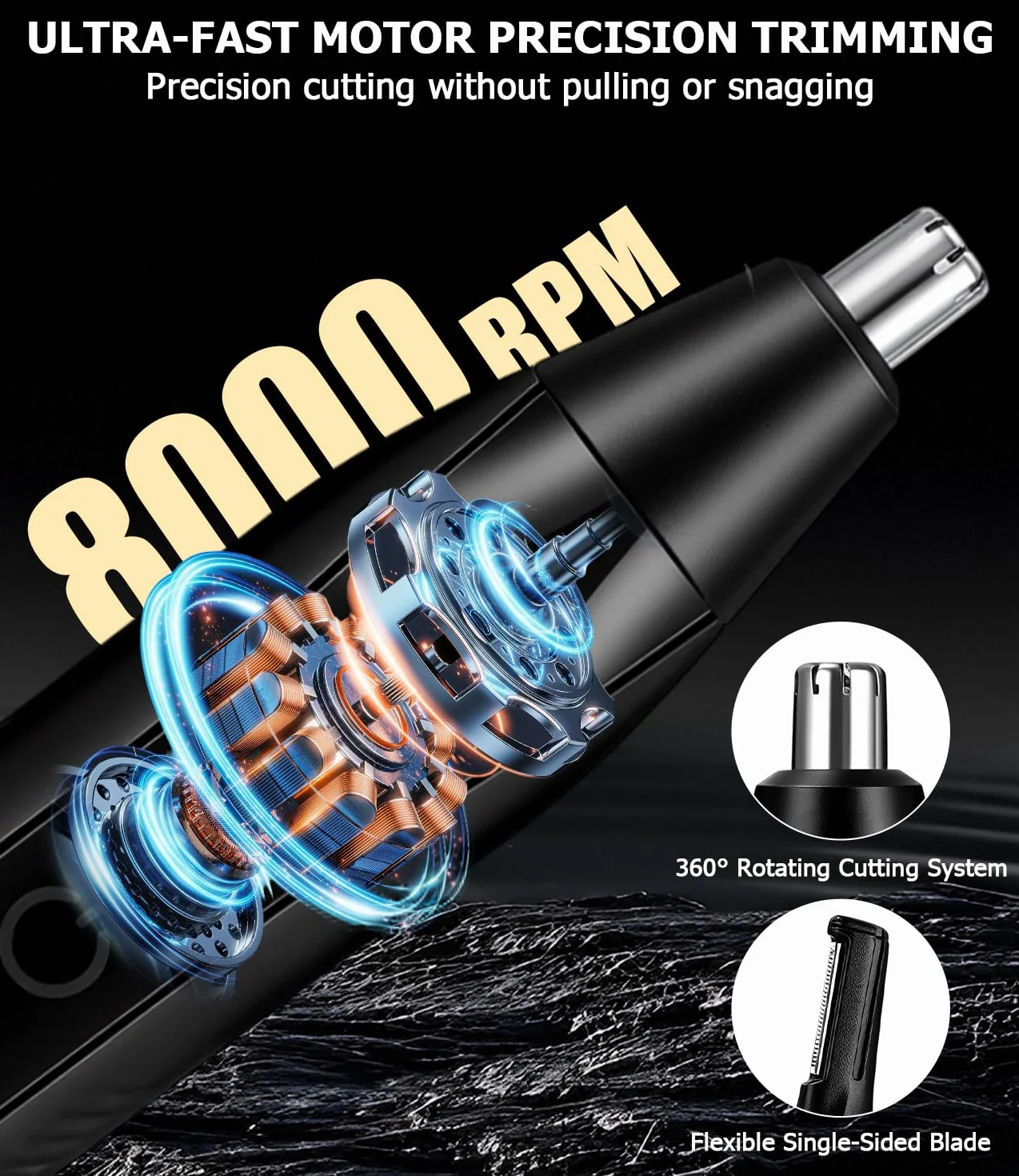 Profesjonalny trymer do nosa i uszu 2 w 1 LED USB, maszynka do golenia metalu