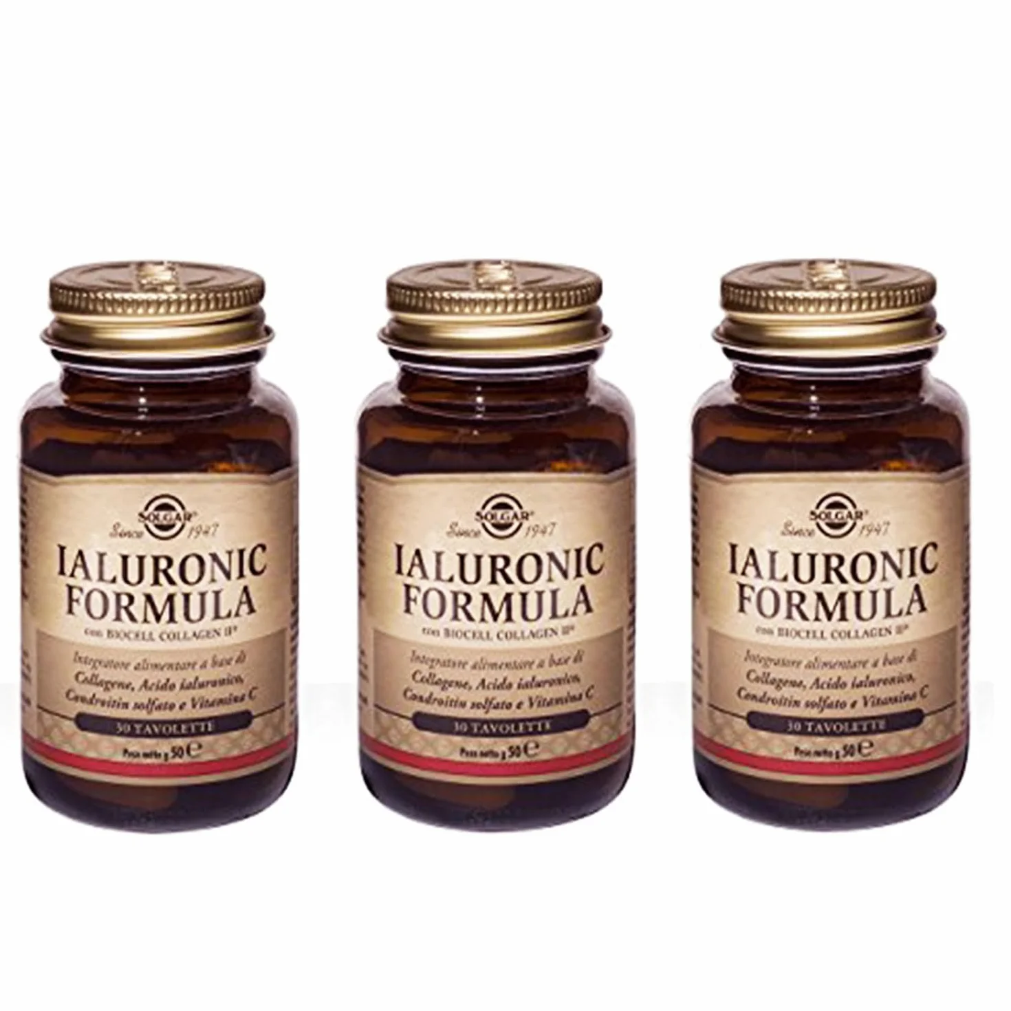 SOLGAR Ialuronic Formula 3 confezioni da 30 tavolette