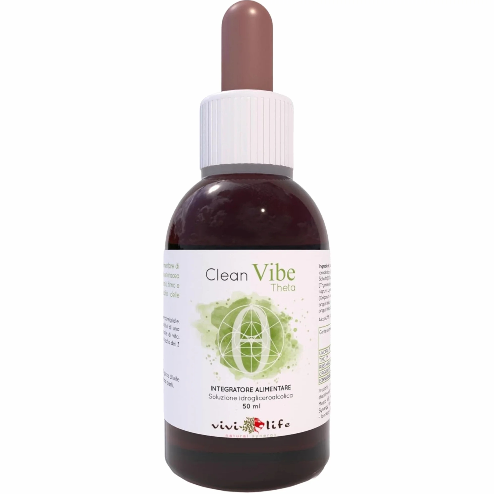 Clean Vibe Theta 50 ml Integratore Naturale per Difese Immunitarie con Uncaria, Timo, Origano, Ribes, Echinacea