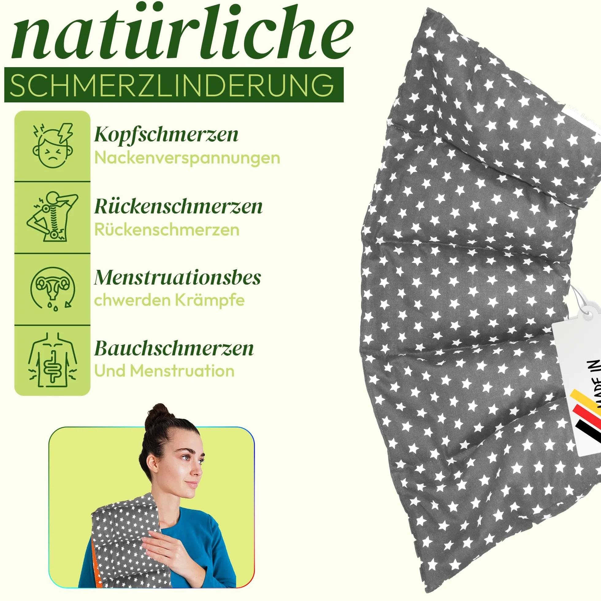 Grande cuscino con noccioli di ciliegia, riscaldante per microonde (cuscino riscaldante), lungo per rilassarsi