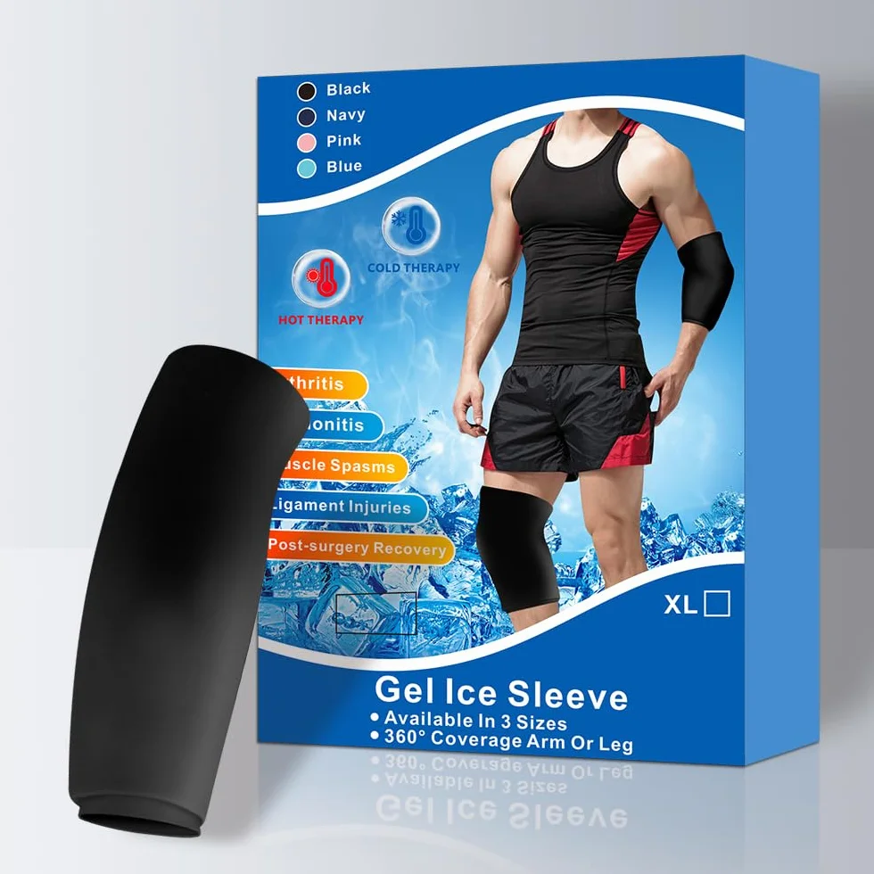 Fascia Ghiaccio Ginocchio Gomito Gel Riutilizzabile Caldo e Freddo - Copertura 360° per Sollievo da Dolore, Infortuni - Recupero Post-Allenamento, Sport e Uso Quotidiano (Ginocchio - Gomito L)