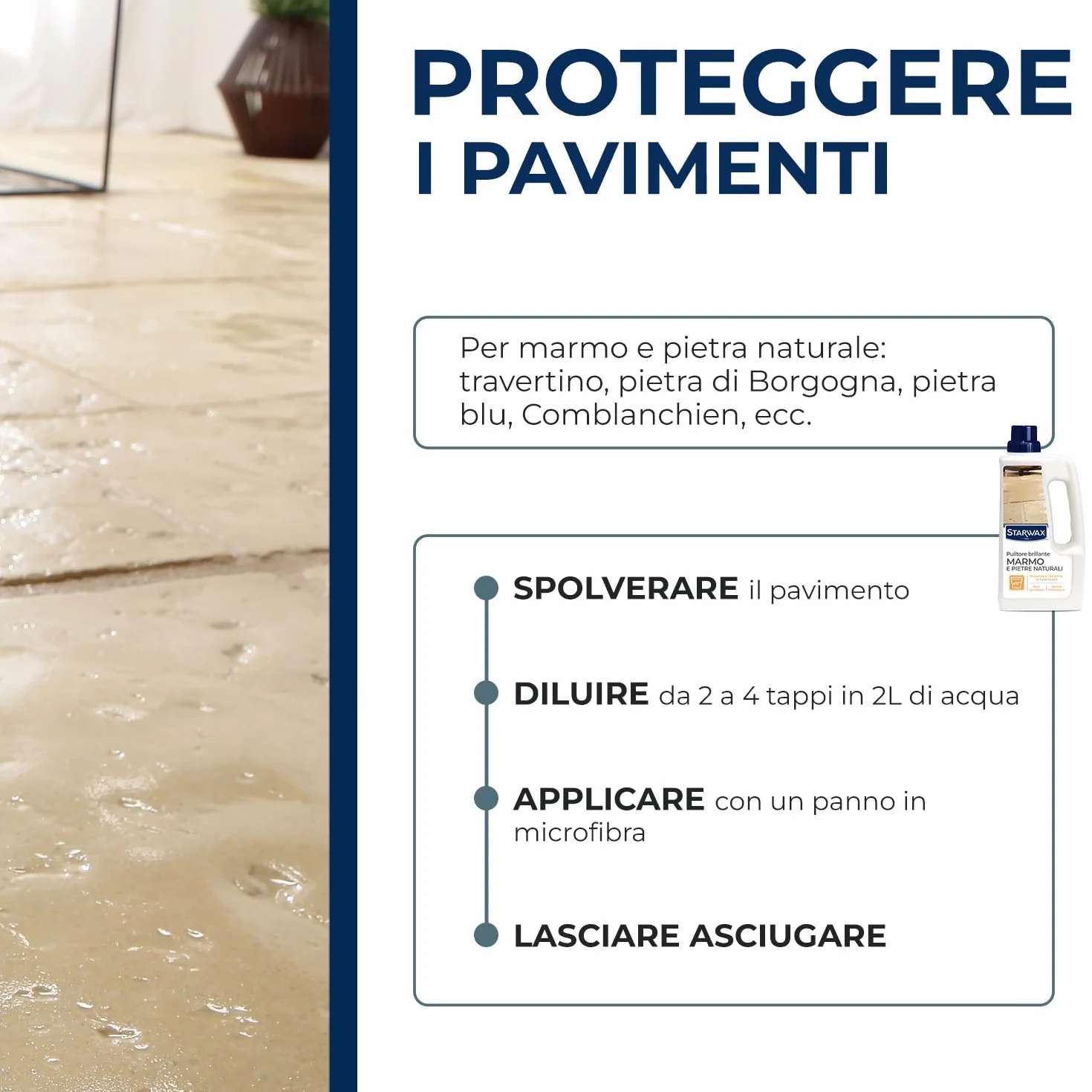 STARWAX Pulitore brillante marmo pietre naturali 1L