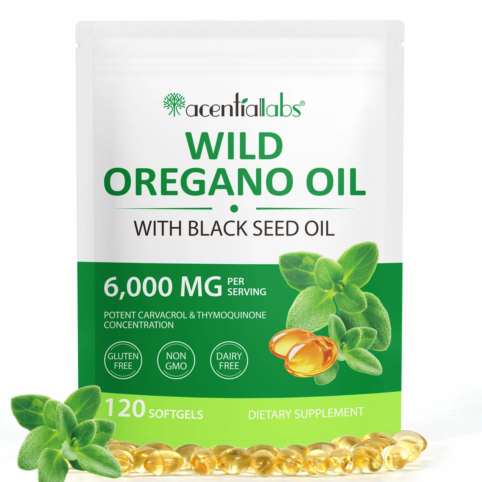Olio di origano 120 capsule con olio di semi neri Non OGM